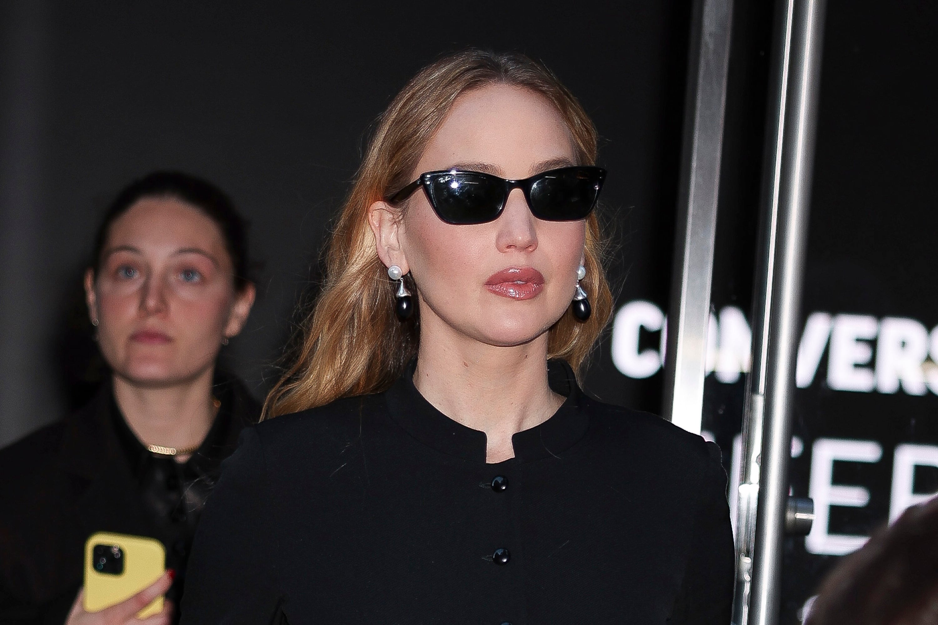 Jennifer Lawrence in black jewellery, pictured in New York City, last November. Photo: Aeon/GC Images