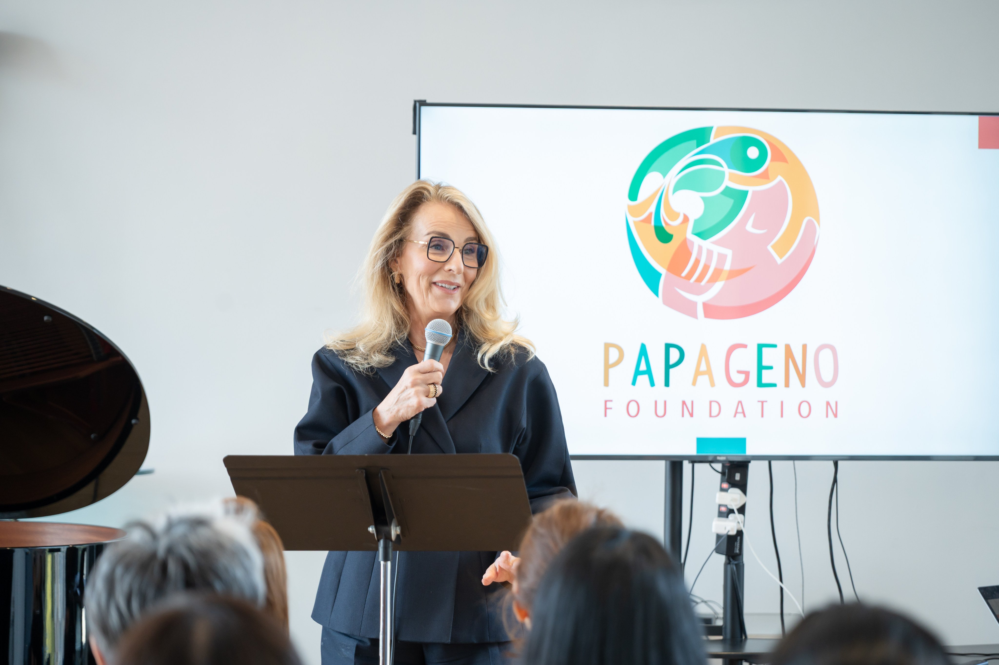 Aaltje van Zweden, founder of Papageno Foundation, speaks at “Music Heals! 2026 – Pathways to Emotional and Mental Wellness” held from March 12 to 13, 2026. Photo: Hong Kong Generation Next Arts