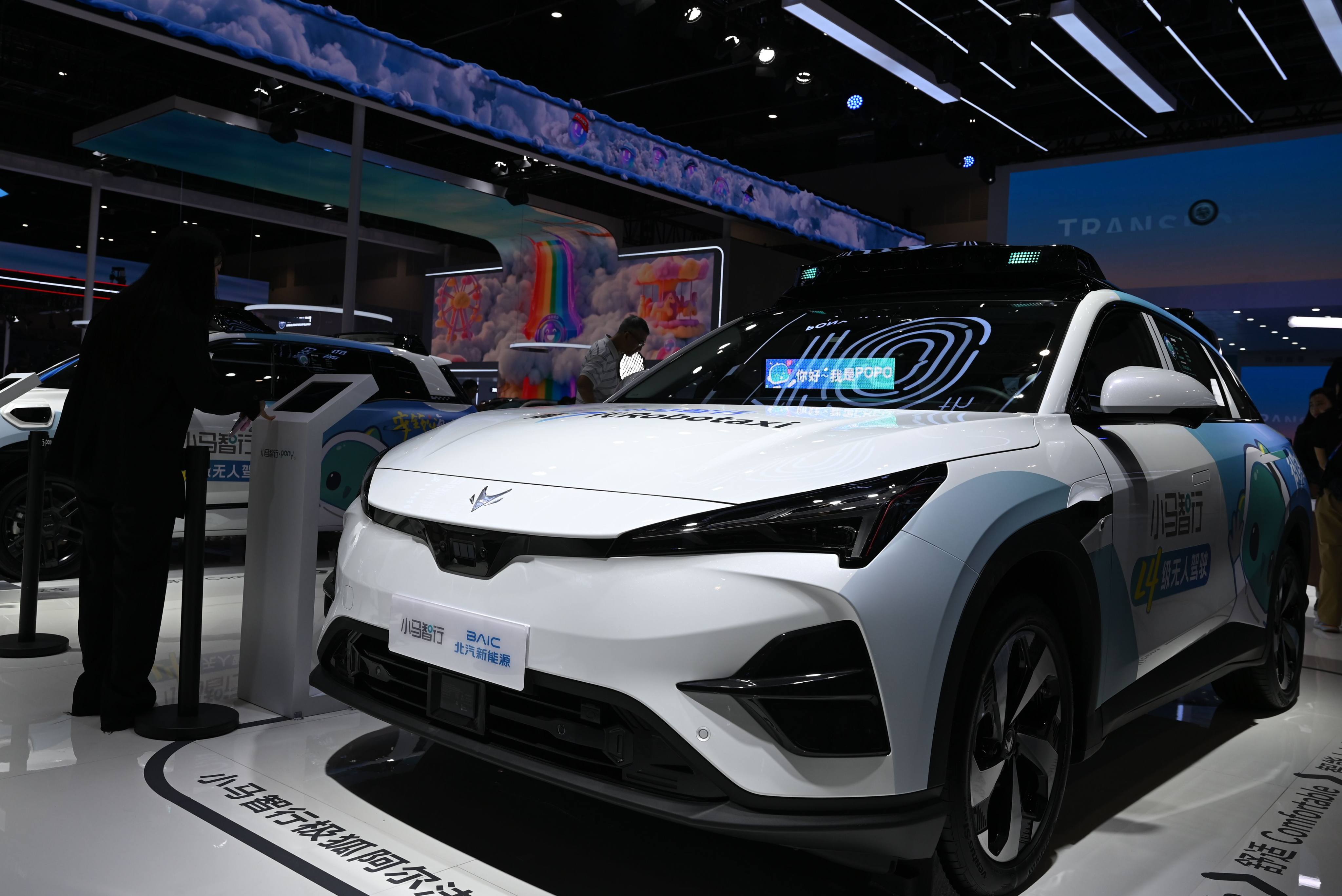 A Pony AI robotaxi is displayed at the Beijing Auto Show. Photo: DPA