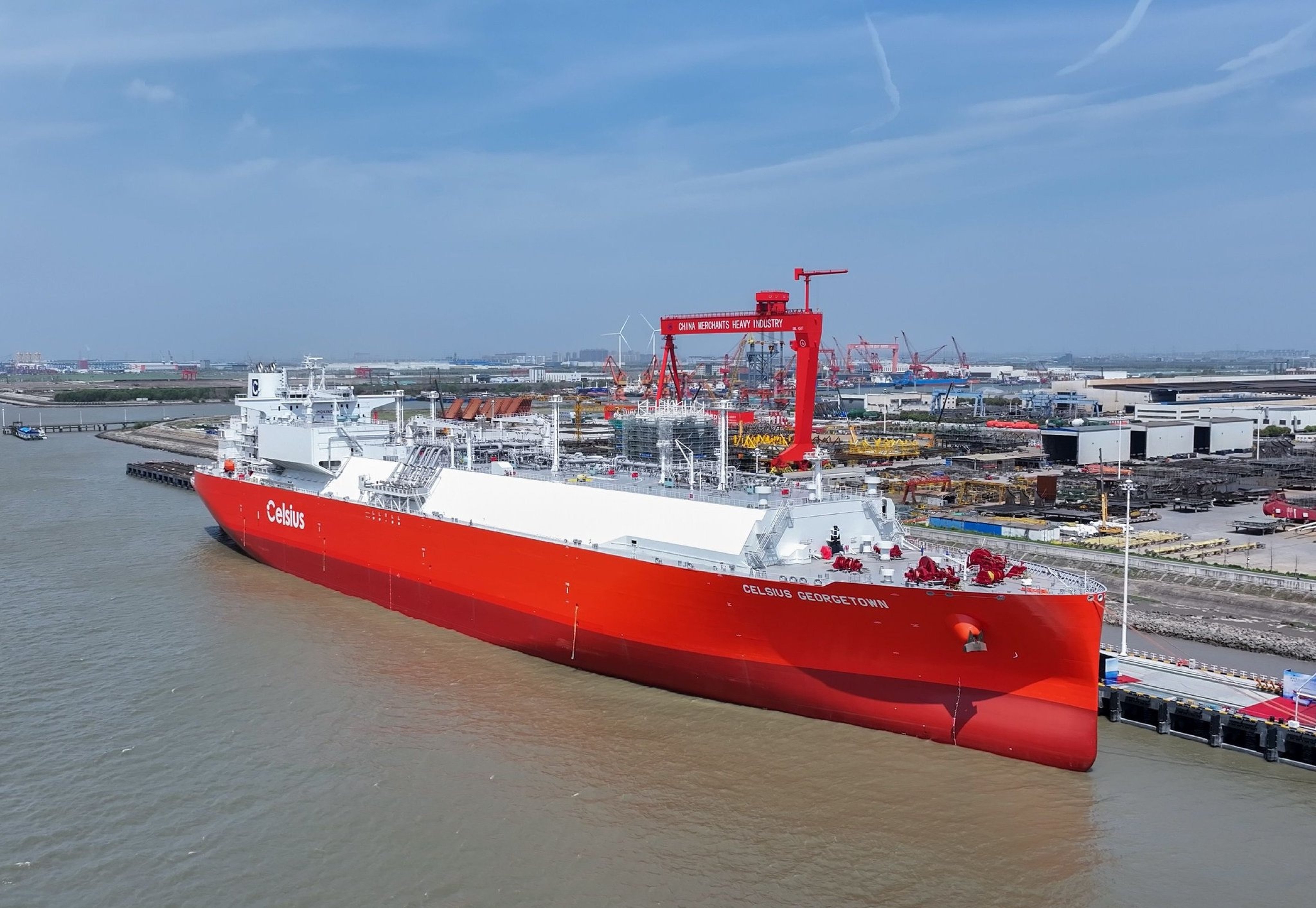 Delivery and naming ceremony of Celsius Georgetown, taken on April 8 in Nantong, China’s Jiangsu province. Photo: Handout