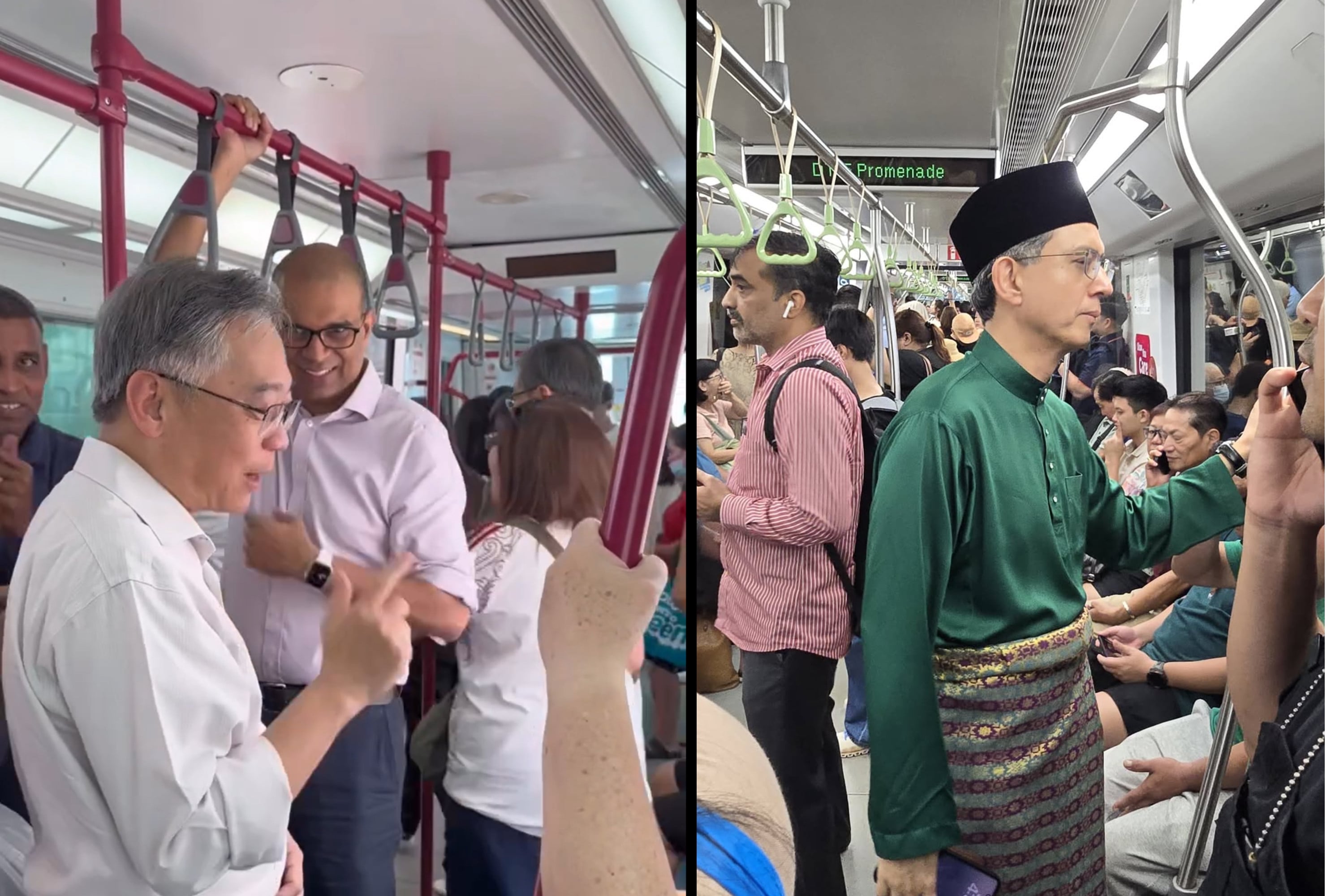 Screenshots from recent social media posts by Singapore Deputy Prime Minister Gan Kim Yong and Minister-in-charge of Muslim Affairs Muhammad Faishal Ibrahim about riding public transportation. Photo: Instagram/@gankimyong /@muhammadfaishalibrahim