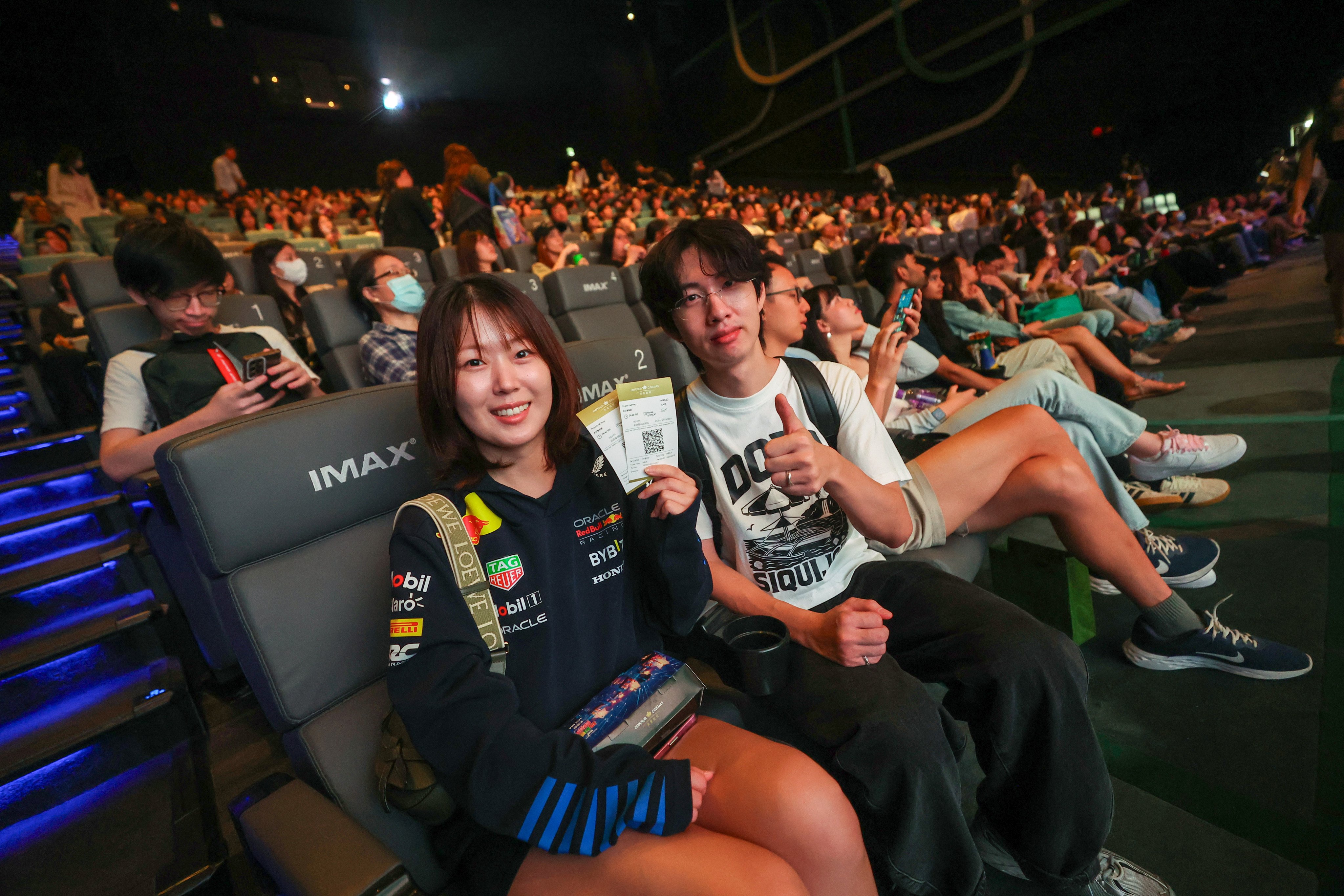 Film-goers pack into a theatre at iSquare in Tsim Sha Tsui on the government-subsidised Cinema Day on April 25. Photo: Edmond So