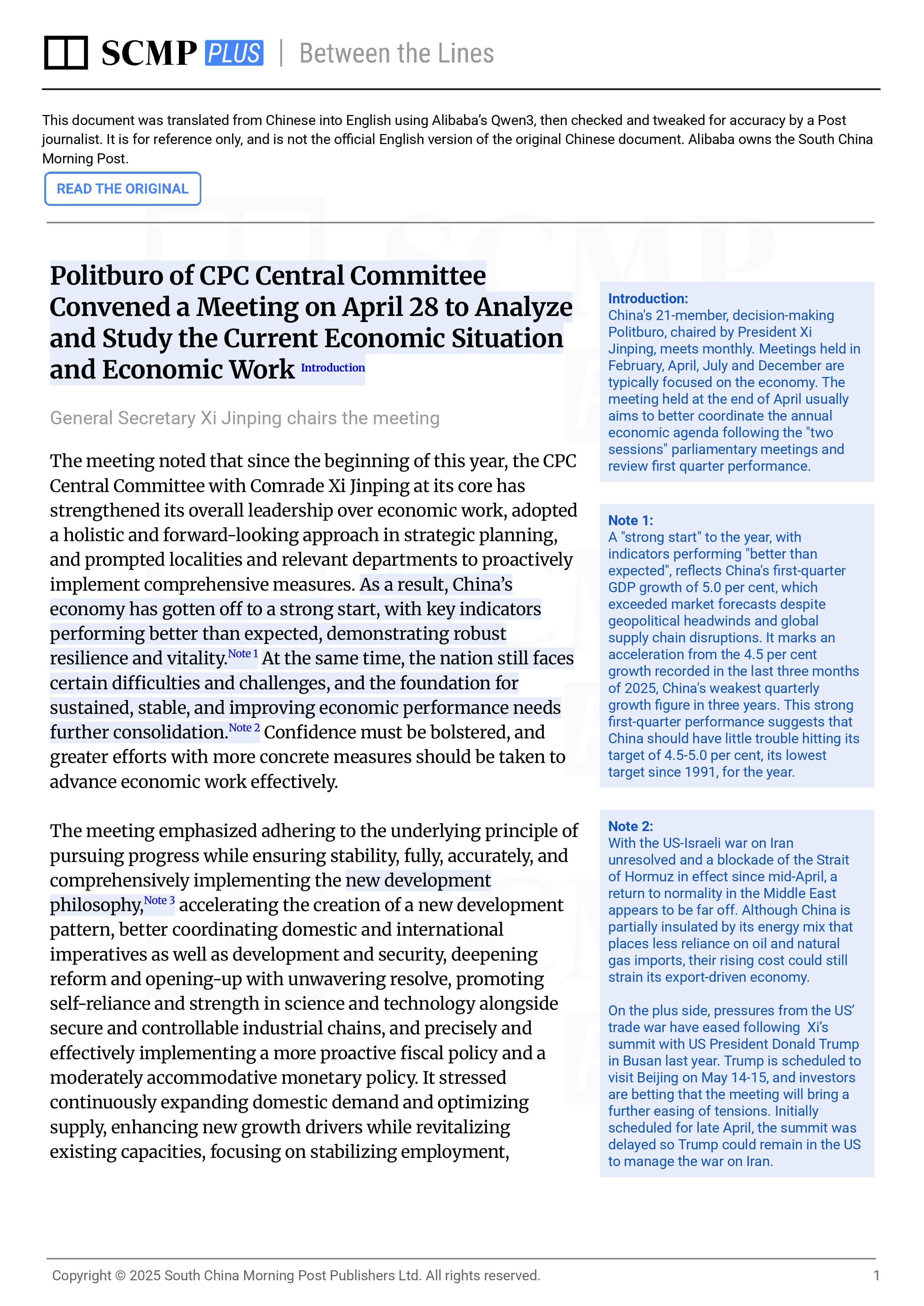 Unpacking China’s April Politburo statement