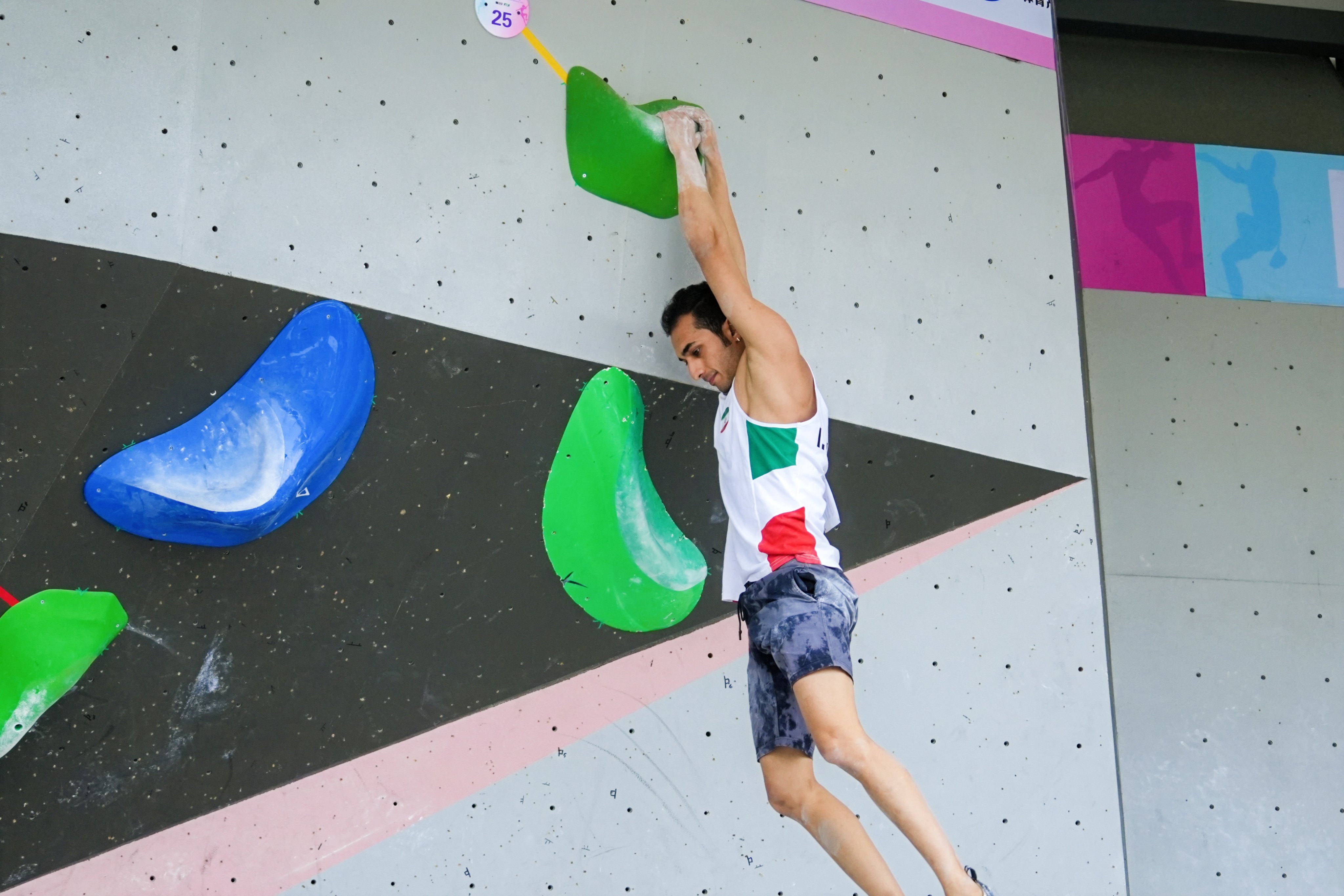 Iranian climber Ali Salimian competing at the Asian Championships in Meishan, Sichuan, in early April. Photo: Handout