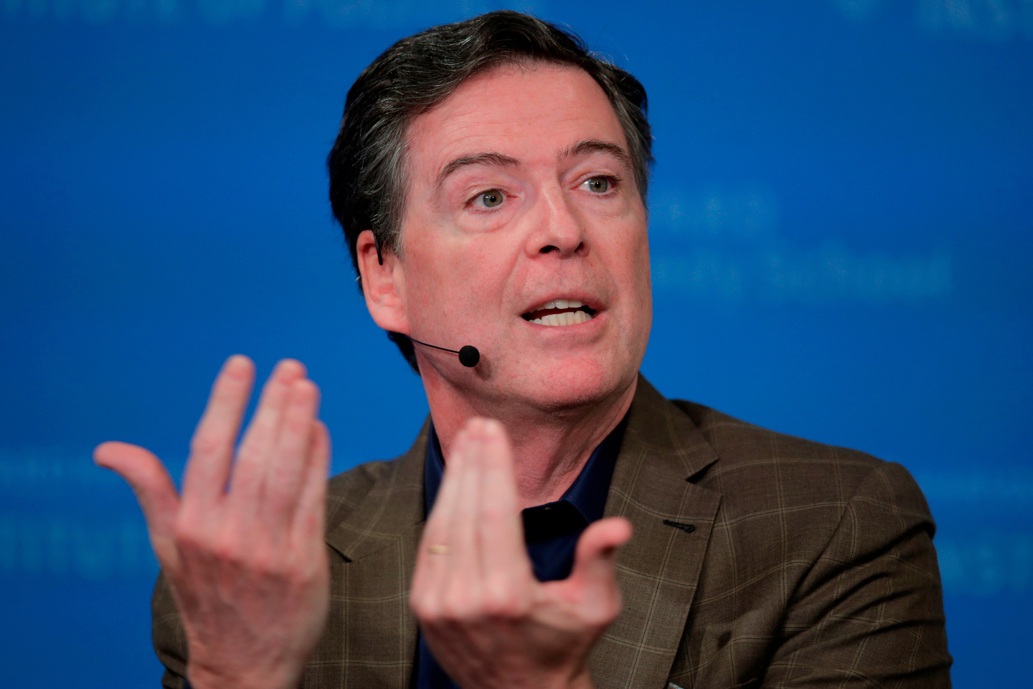 Former FBI director James Comey speaks at a Harvard event in February 2020. Photo: AP