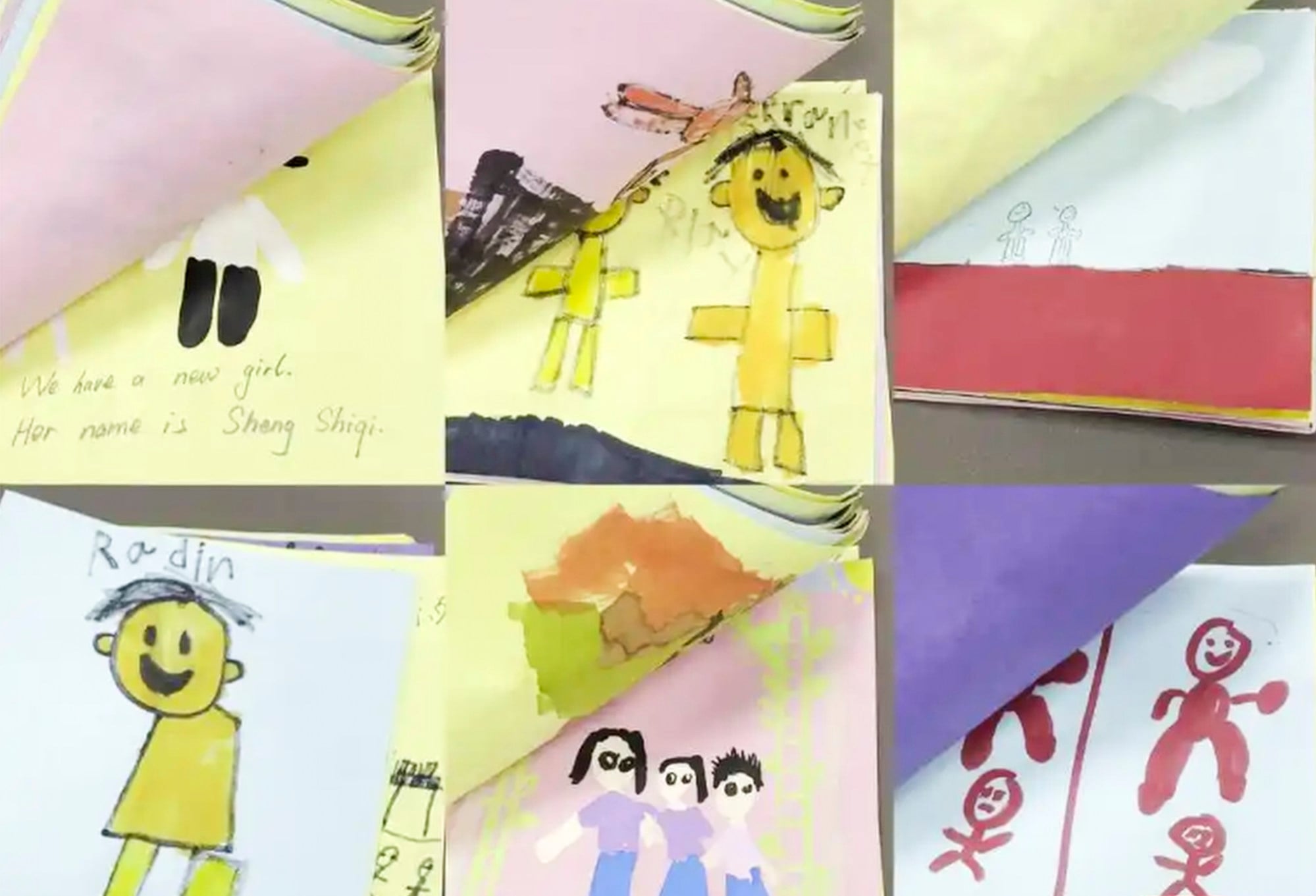 Radin’s classmates drew pictures and wrote messages for their friend while he was out of contact. Photo: Baidu