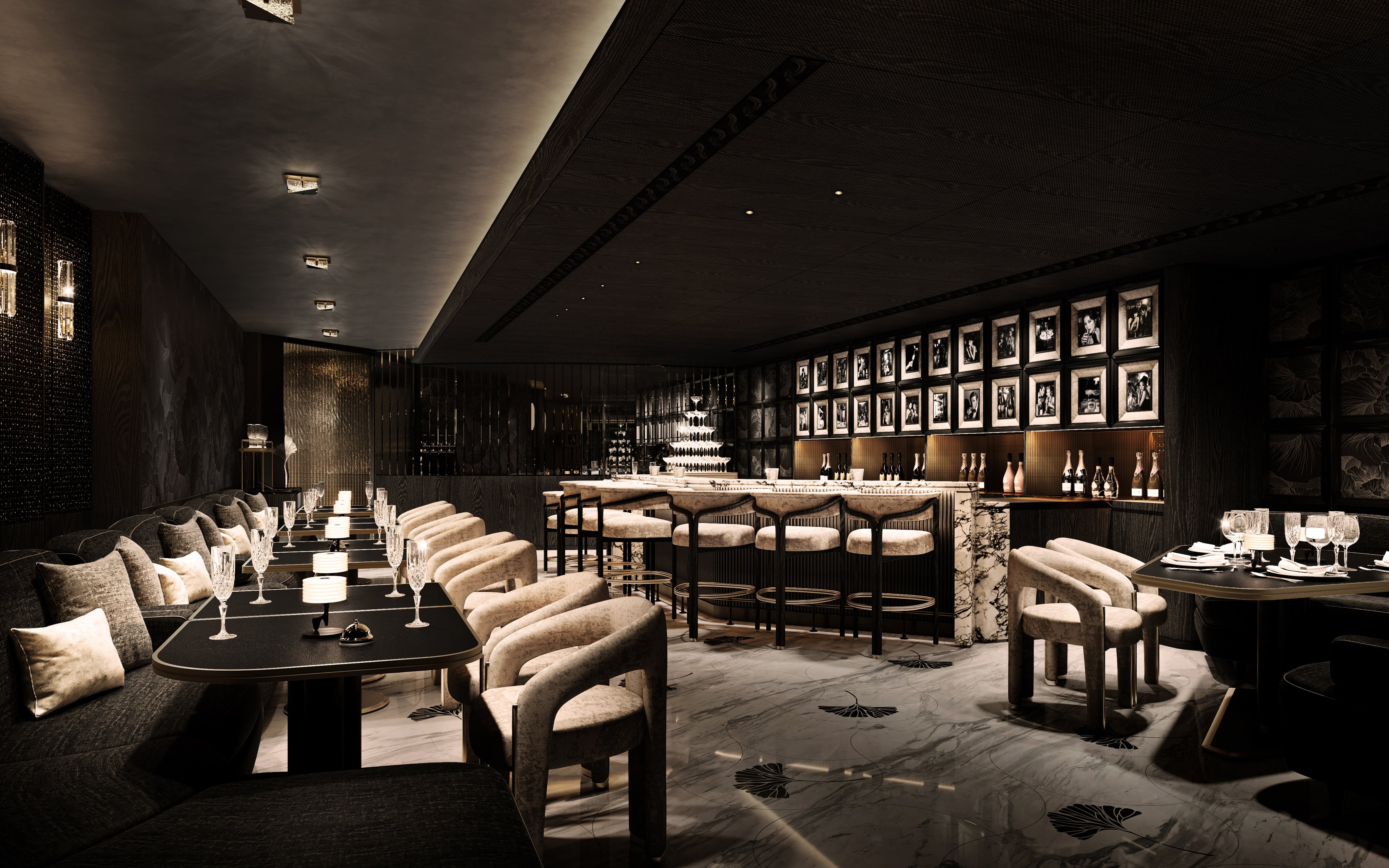 The interiors at Blanc De Noirs, Mandarin Oriental The Landmark Hong Kong’s new champagne bar. Photo: Handout