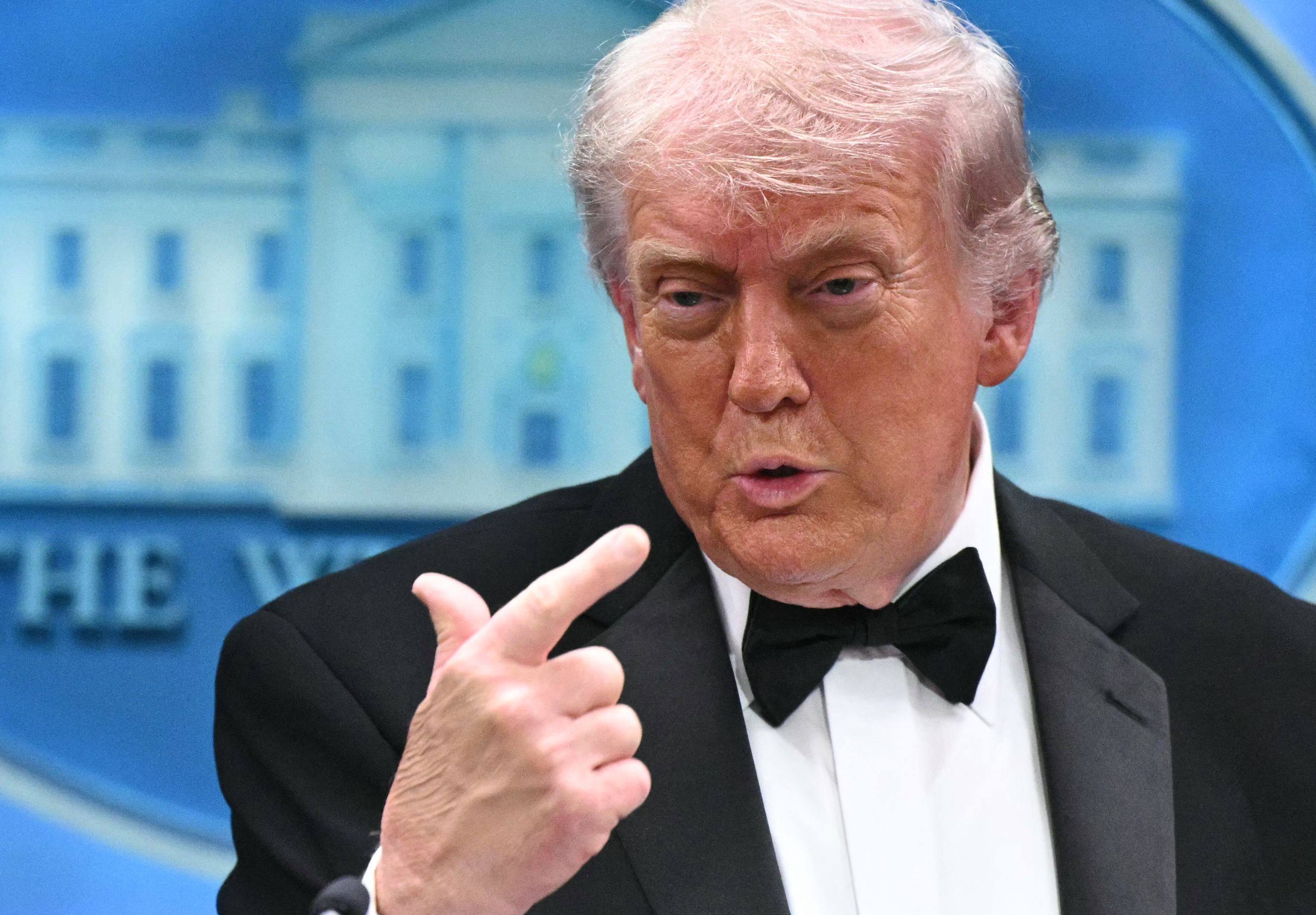 US President Donald Trump speaks during a press briefing at the White House on Saturday. Photo: AFP