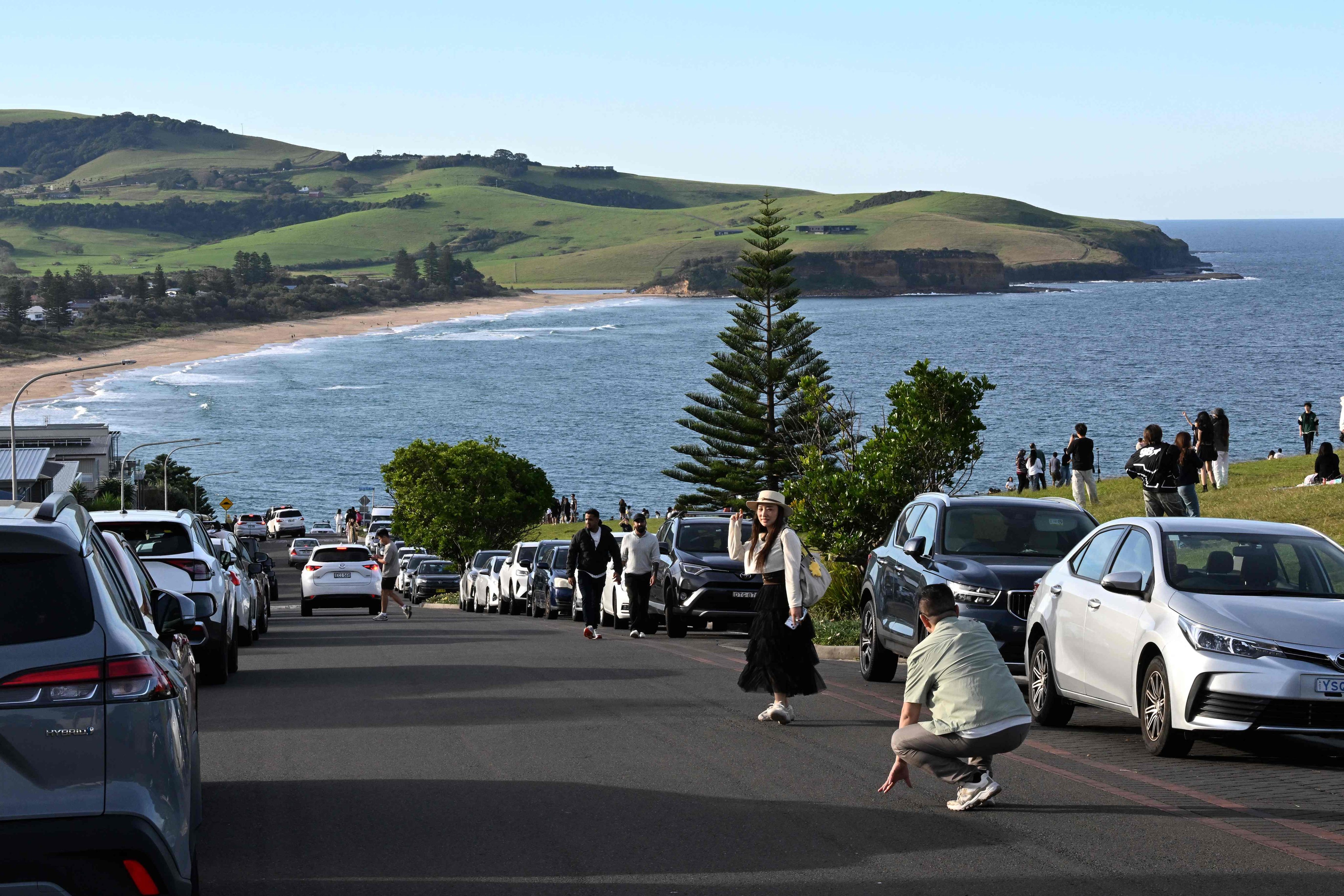 Tourists visit Australia’s “most beautiful” street in Gerringong, near Sydney, on Monday. Photo: AFP