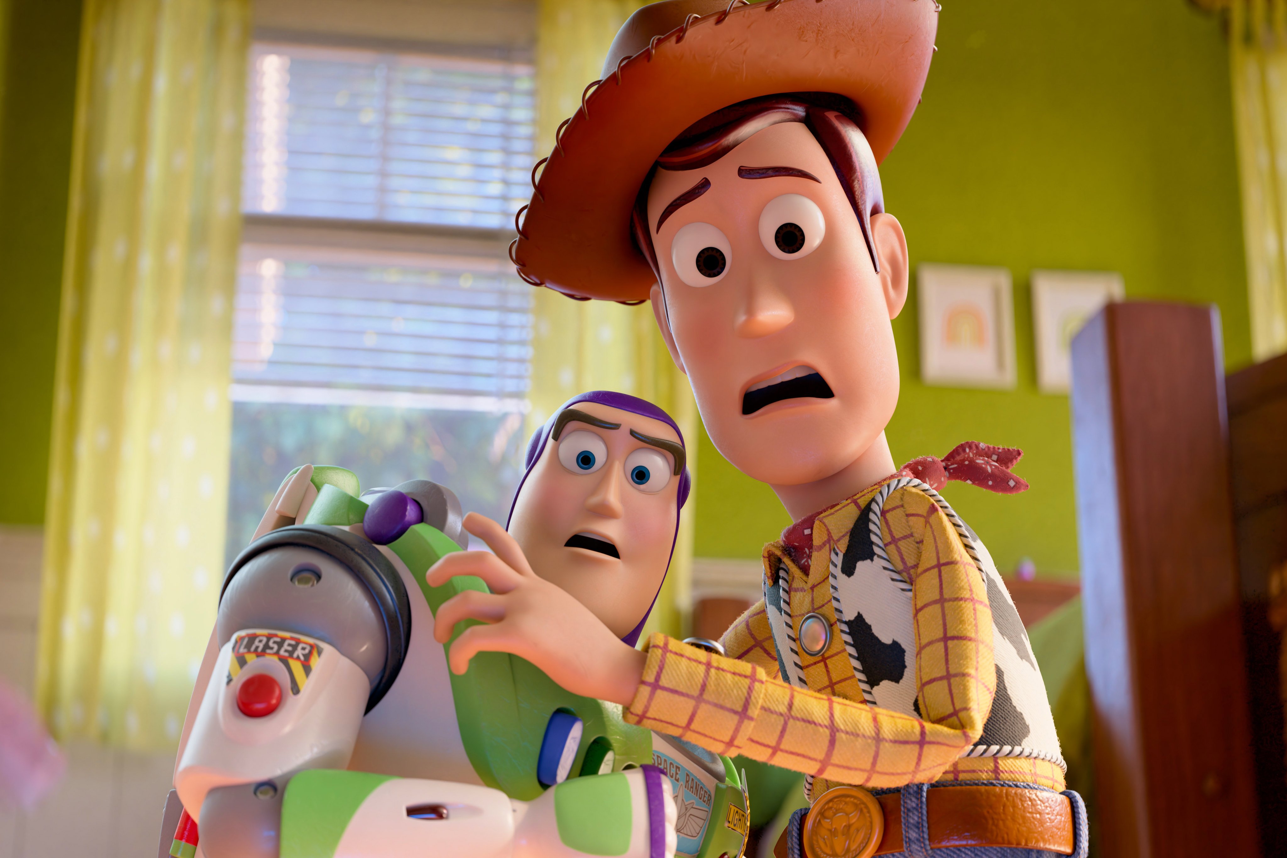 Buzz Lightyear, voiced by Tim Allen, and Woody, voiced by Tom Hanks, in a still from Toy Story 5. The movie’s co-writer and co-director Andrew Stanton talks about deciding where to take the three-decade-old franchise’s story for the latest film, which will be released in June 2026. Photo: Pixar-Disney via AP