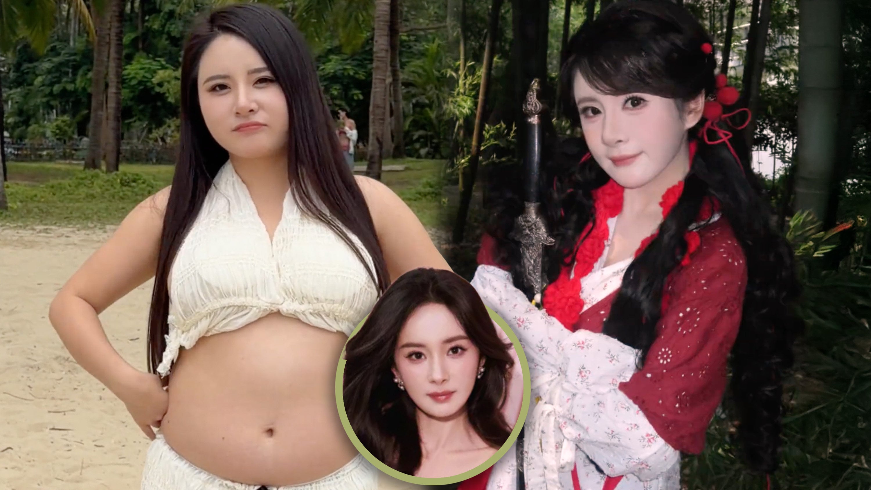 A woman lost 21kg in four months after a friend suggested that being thinner would make her resemble the famous actress Yang Mi (in circle). Photo: SCMP composite: Douyin/RedNote