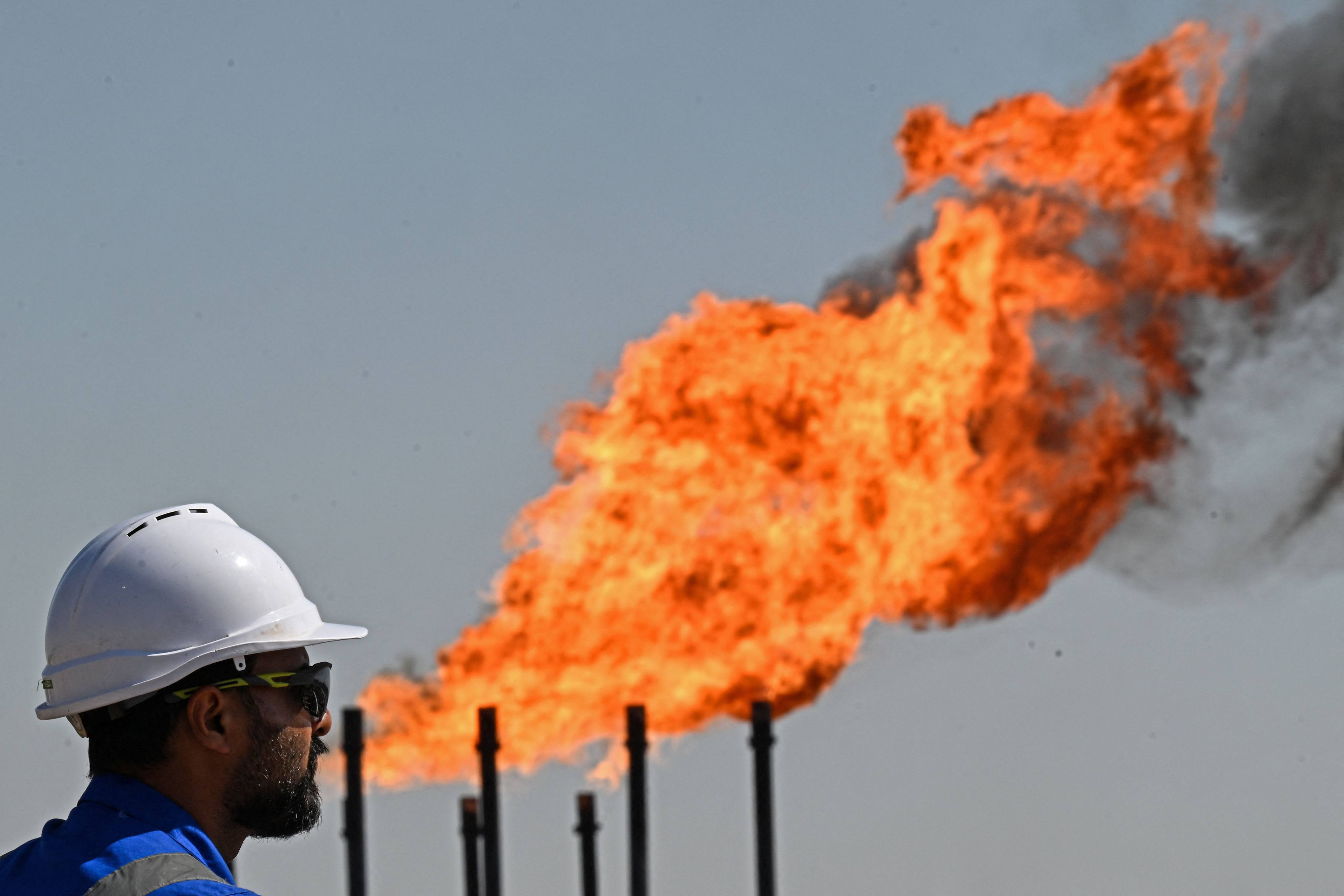 An employee of Basra Oil Company at the Nahr Bin Umar Oil and Gas Field on the outskirts of the southern Iraqi city of Basra. Photo: AFP