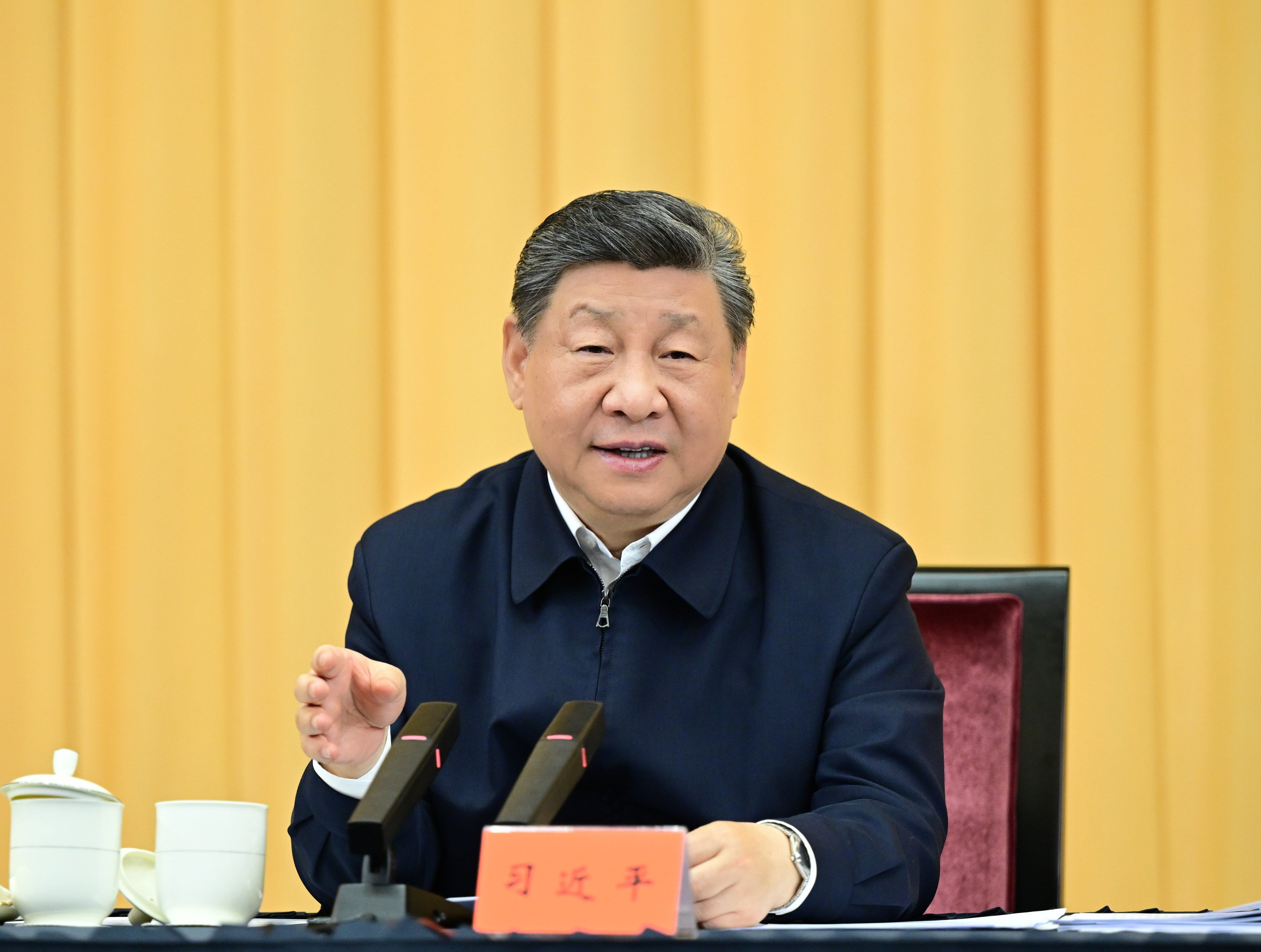 Chinese President Xi Jinping speaks at a symposium on strengthening the country’s basic research, in Shanghai on Thursday. Photo: Xinhua