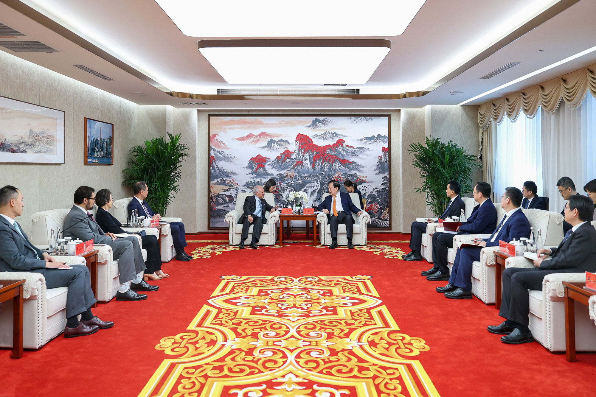 Top Beijing official Xia Baolong (centre right) meets CLP Holdings chairman Michael Kadoorie (centre left). Photo: Handout