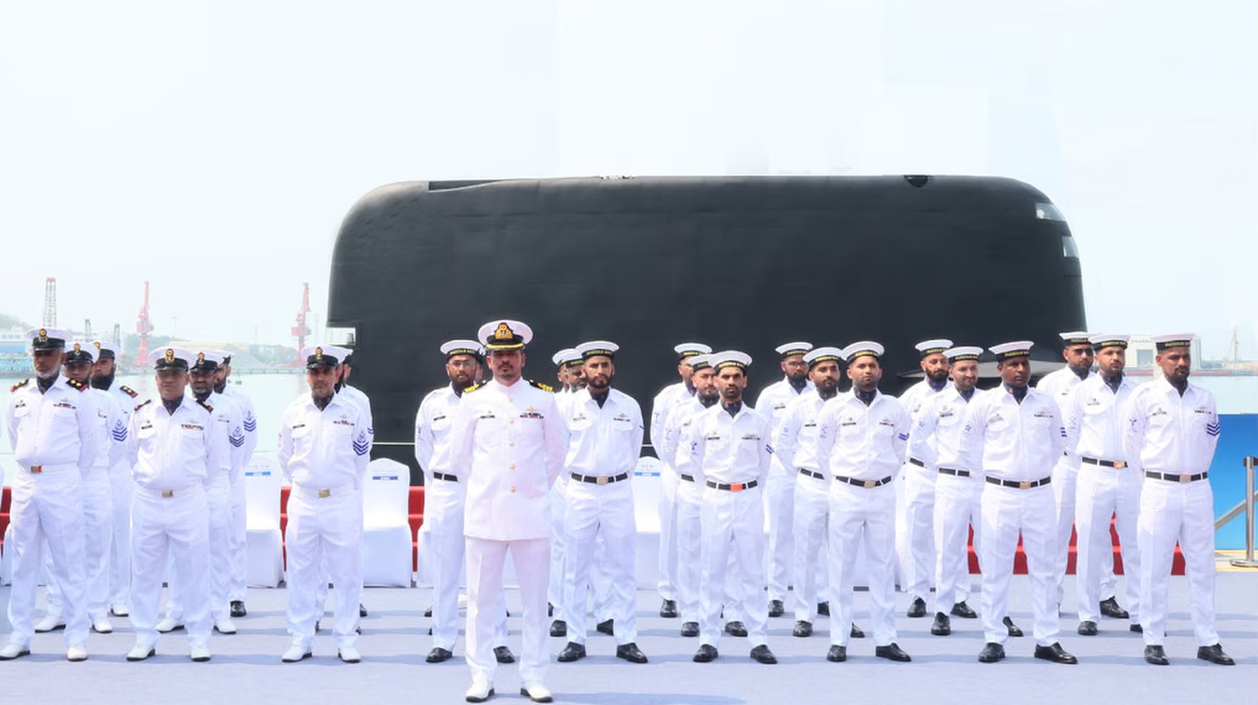 The Chinese-built Hangor-class submarine was commissioned at a ceremony in Sanya, Hainan province on Thursday. Photo: Weibo/电波震长空XYY