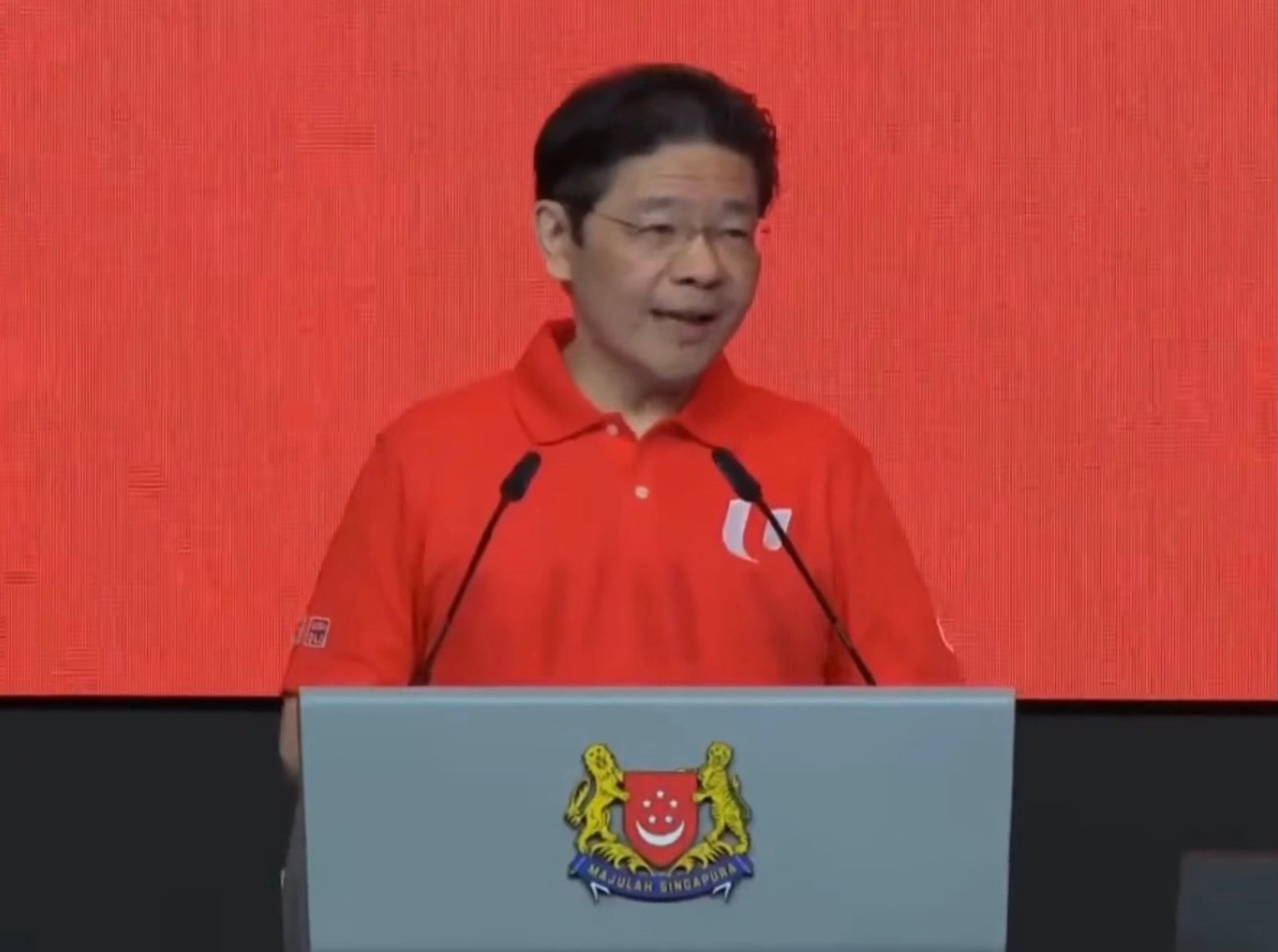 Singapore’s Prime Minister Lawrence Wong speaks about the impact of AI on the economy in his May Day rally speech in the city state on Friday. Photo: YouTube