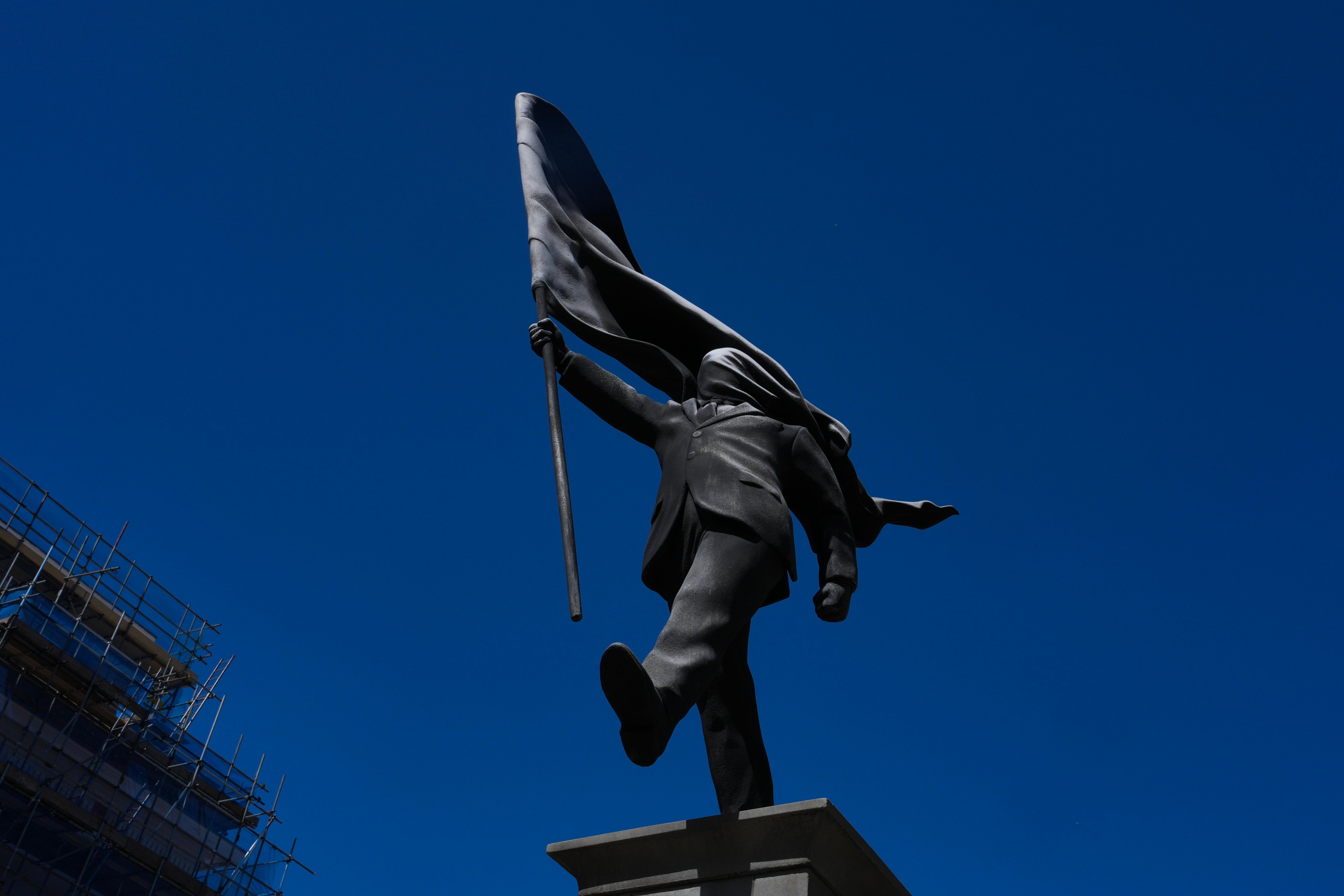 Statues are not what Banksy is primarily known for. He is far more famous for his spray-painting on buildings. Photo: AP