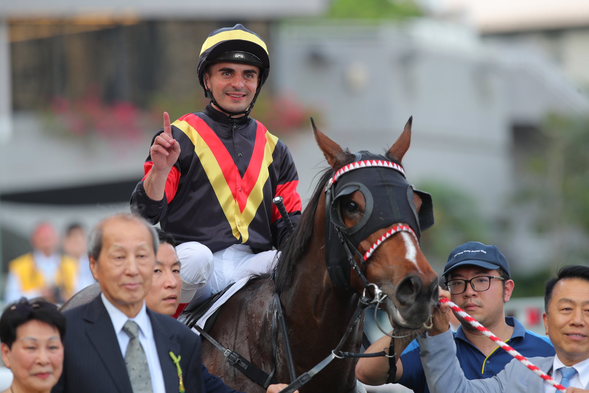 Andrea Atzeni celebrates a winner on Champions Day last week.