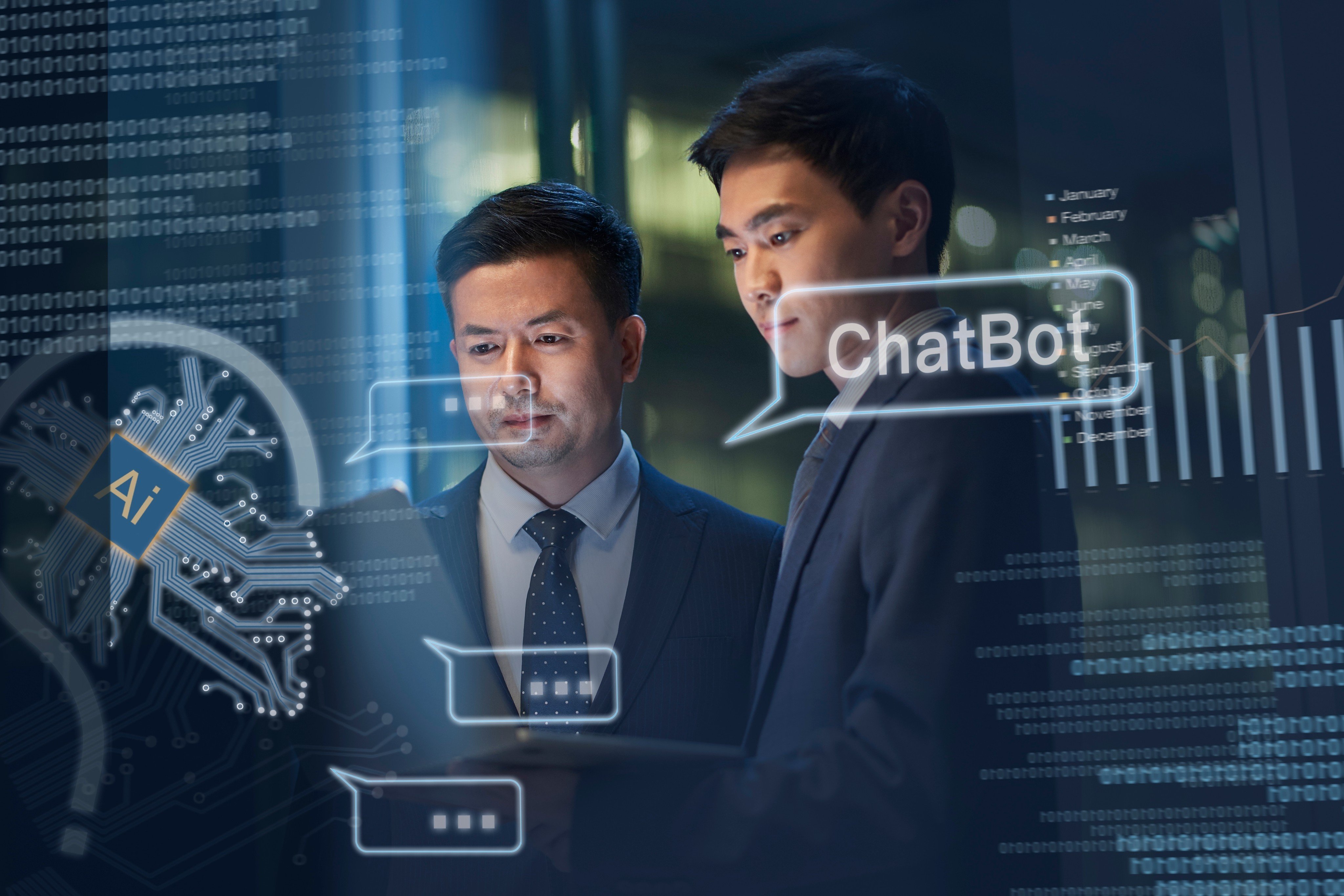 Men work with the help of AI. Salaries of AI-savvy software engineers have shot up in Singapore. Photo: Shutterstock