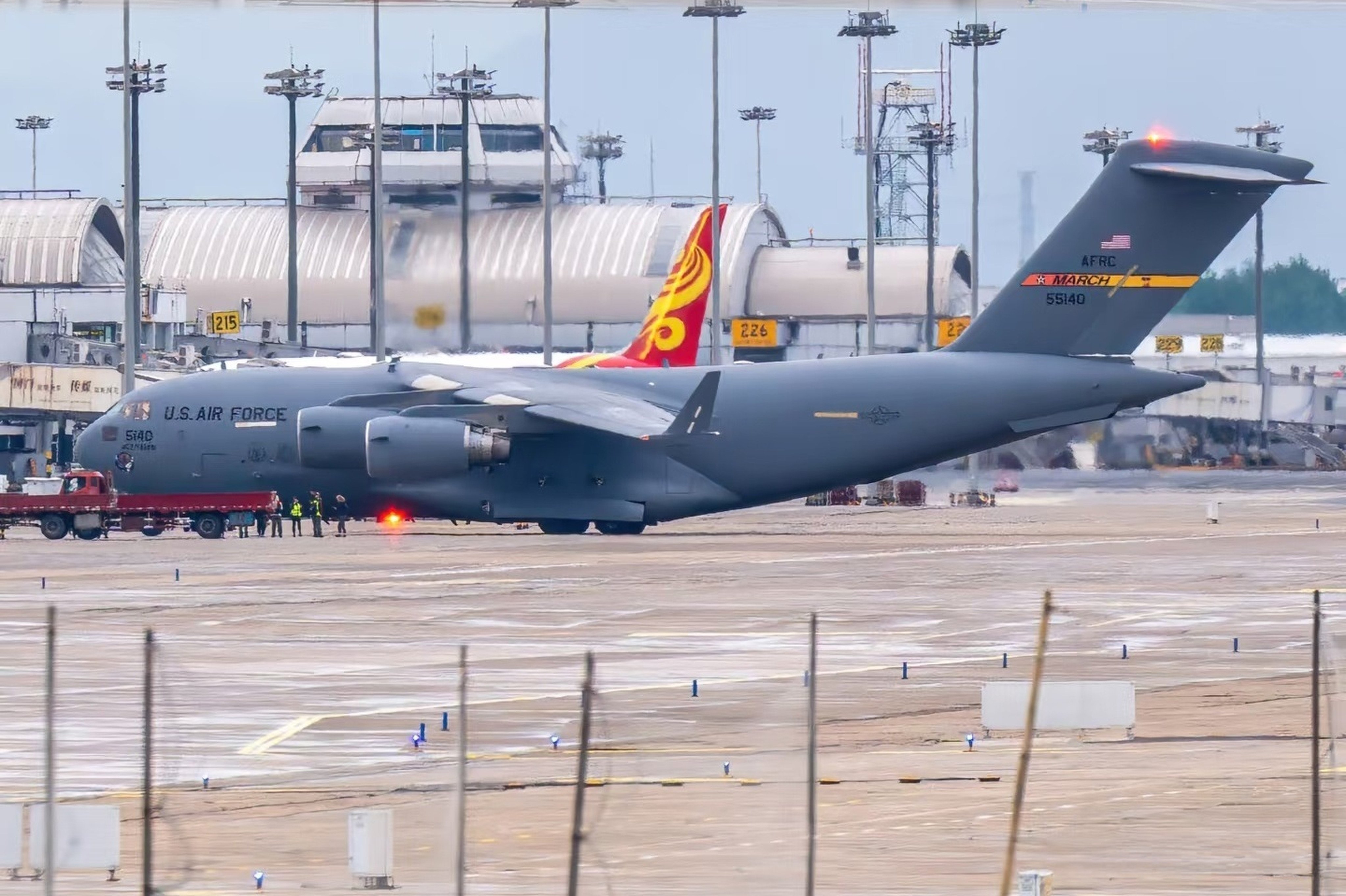 Two US Air Force C-17 transport aircraft have been seen at Beijing Capital International Airport in the past few days. Photo: Handout