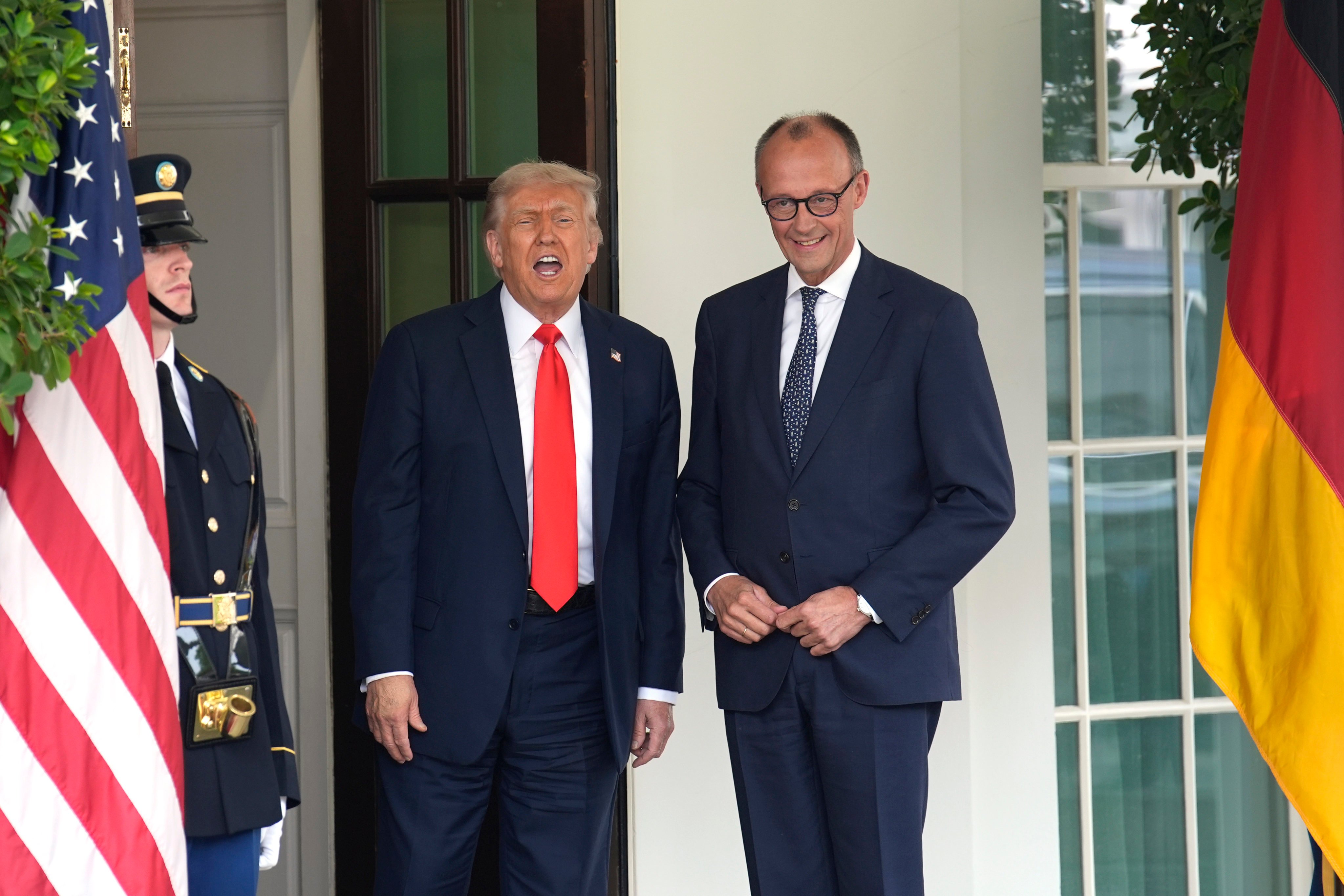 US President Donald Trump, left, and German Chancellor Friedrich Merz at the White House in Washington in June. Photo: Abaca Press / TNS