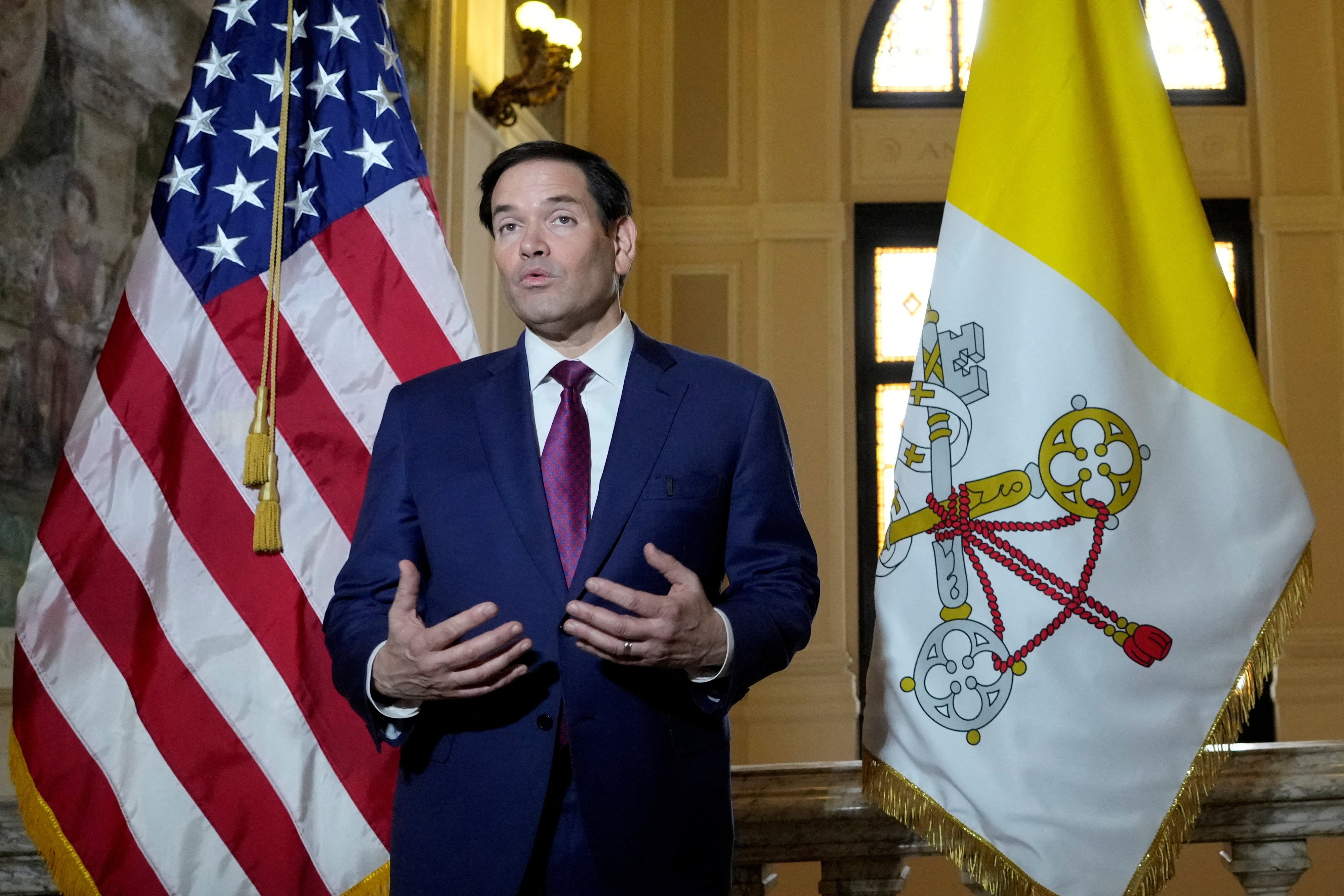 US Secretary of State Marco Rubio at the US embassy to the Holy See in Rome in May last year. On Sunday, a Vatican source said Rubio would meet Pope Leo in Rome this week. Photo: Reuters