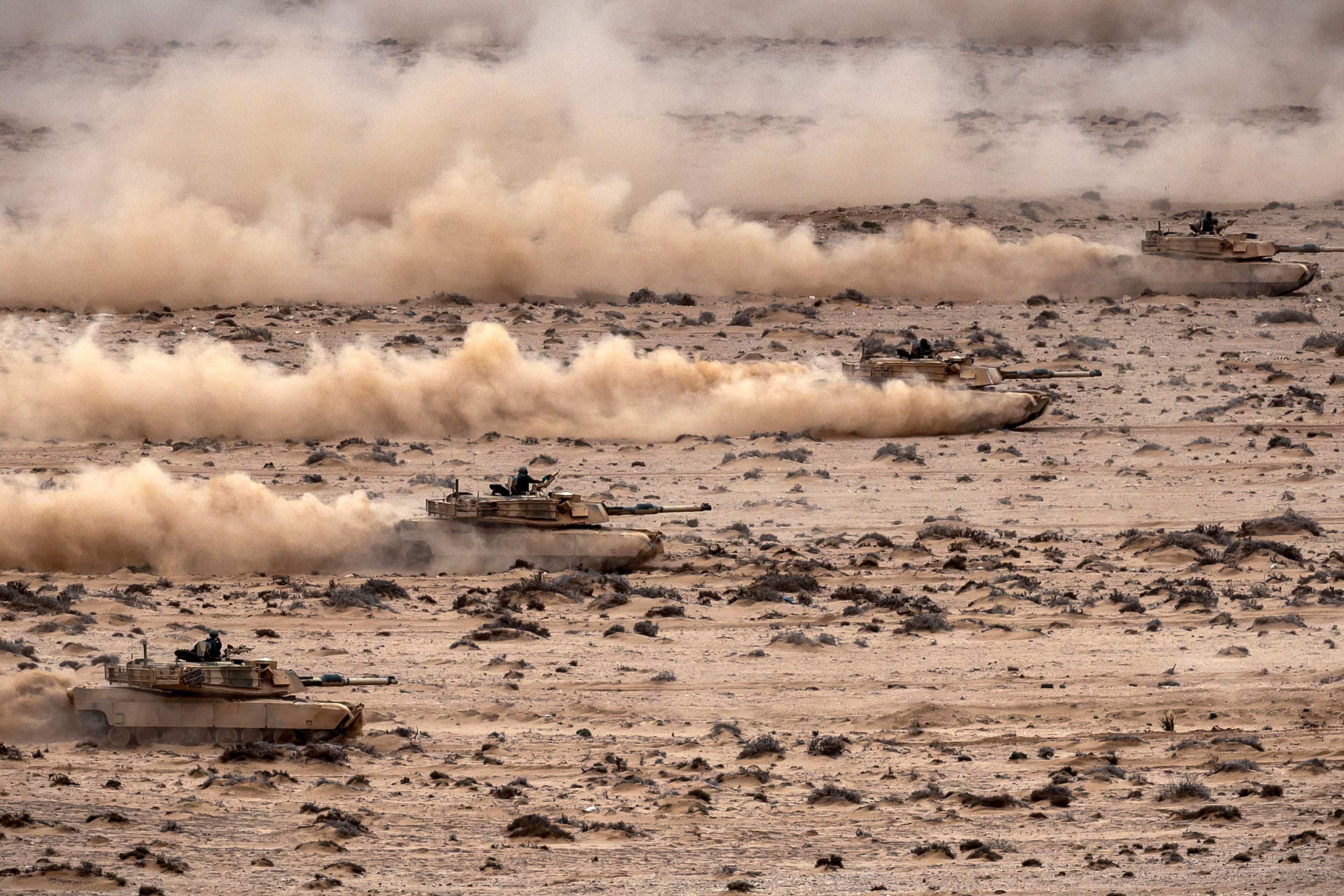 Tanks during the annual “African Lion” joint military exercise between US and Moroccan forces in the Tan-Tan region in southwestern Morocco in 2024. Two US soldiers have disappeared while on this year’s African Lion training deployment, a US defence official said on Sunday. Photo:  AFP