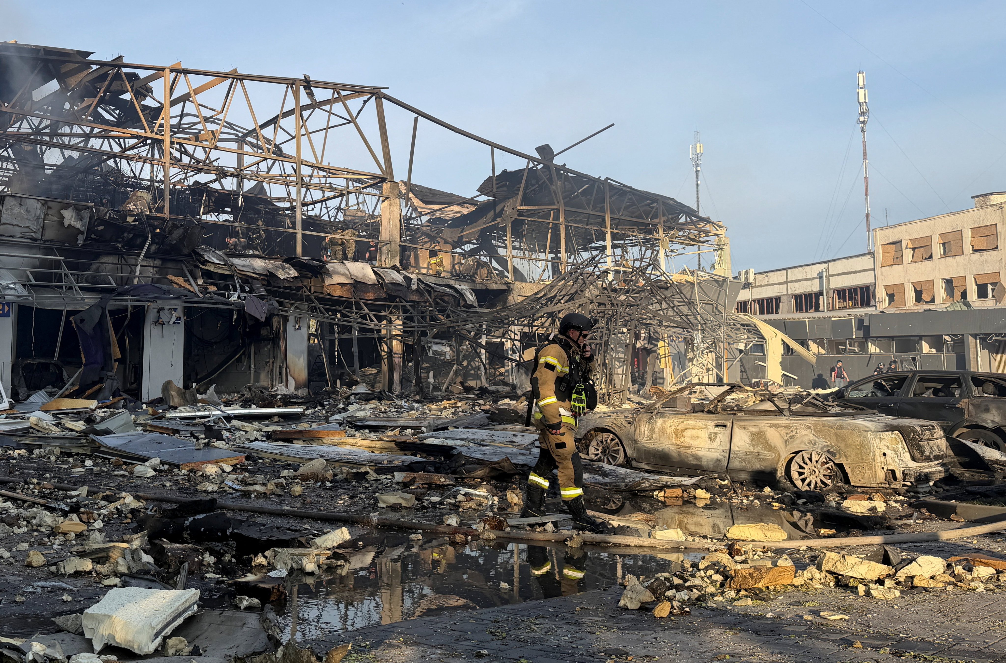 A site in the southeastern city of ⁠Zaporizhzhia that was attacked on Tuesday. Photo: Reuters