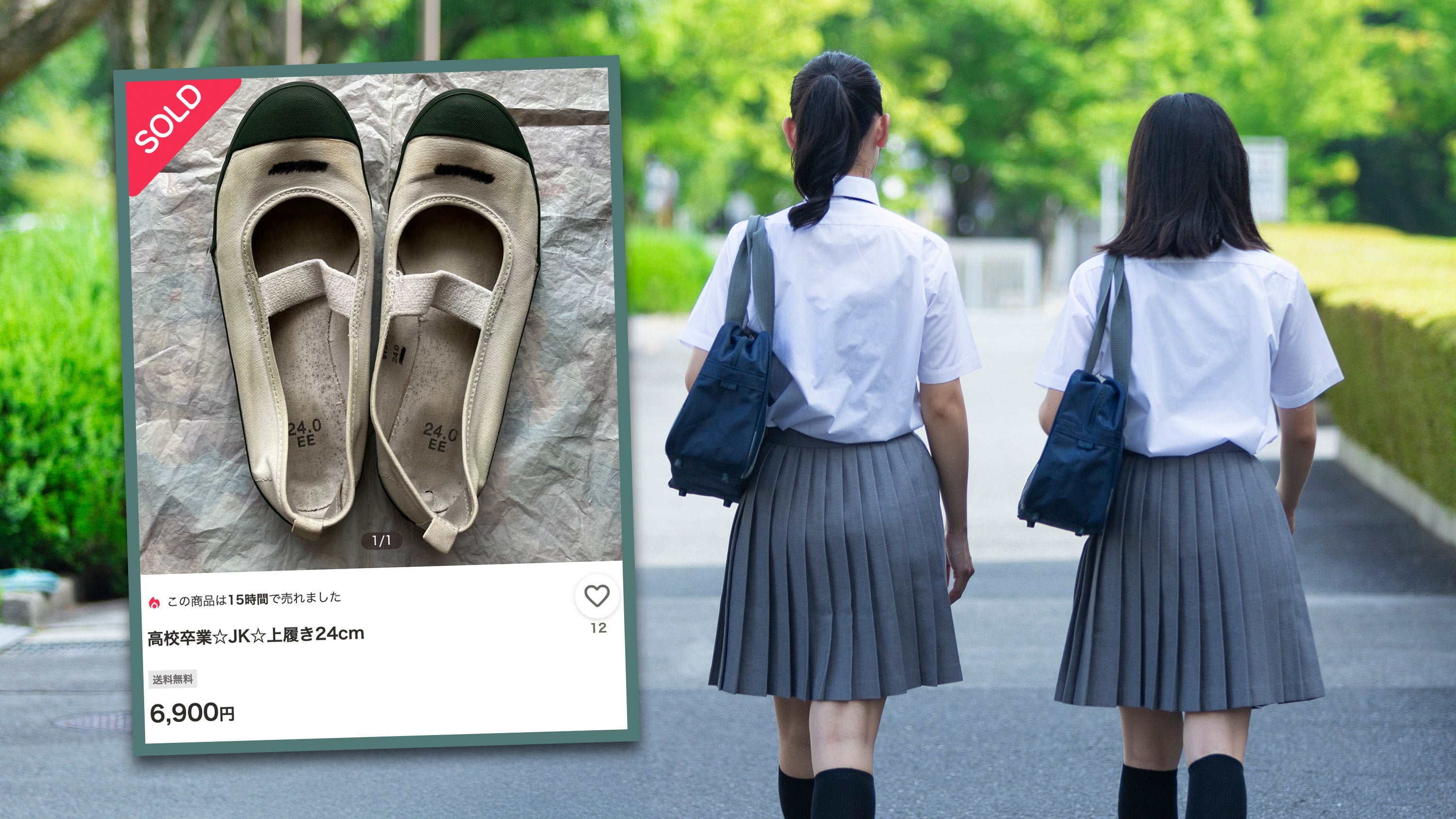 Japan’s online second-hand marketplaces have come under fire after listings for old indoor shoes belonging to secondary schoolgirls surfaced. Photo: SCMP composite/Shutterstock/paypayfleamarket.yahoo.co.jp
