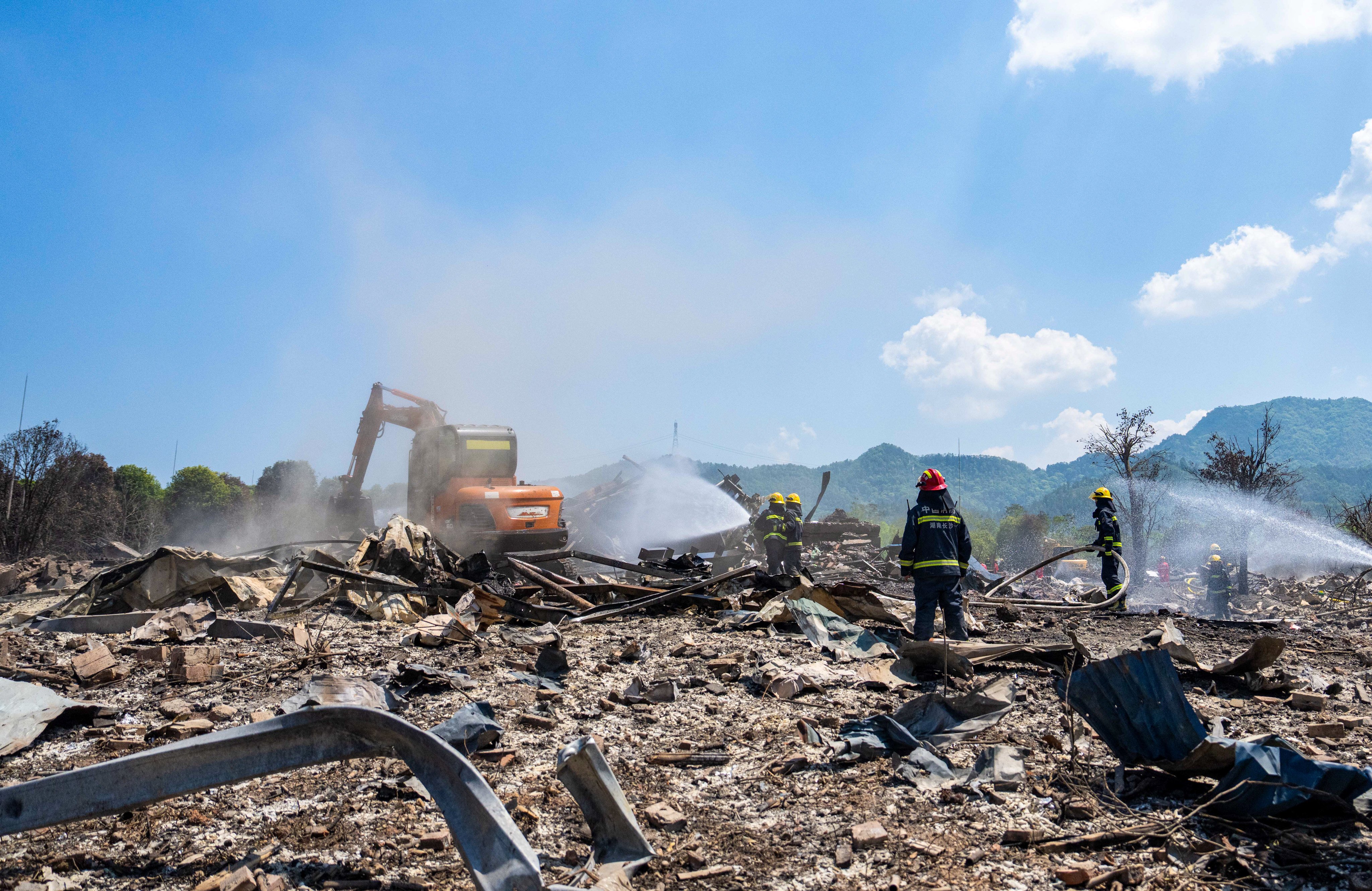 Rescue work has been completed after an explosion at a fireworks plant in Liuyang, Hunan province. The explosion on Monday left 26 people dead and 61 others injured, authorities said. Photo: Xinhua