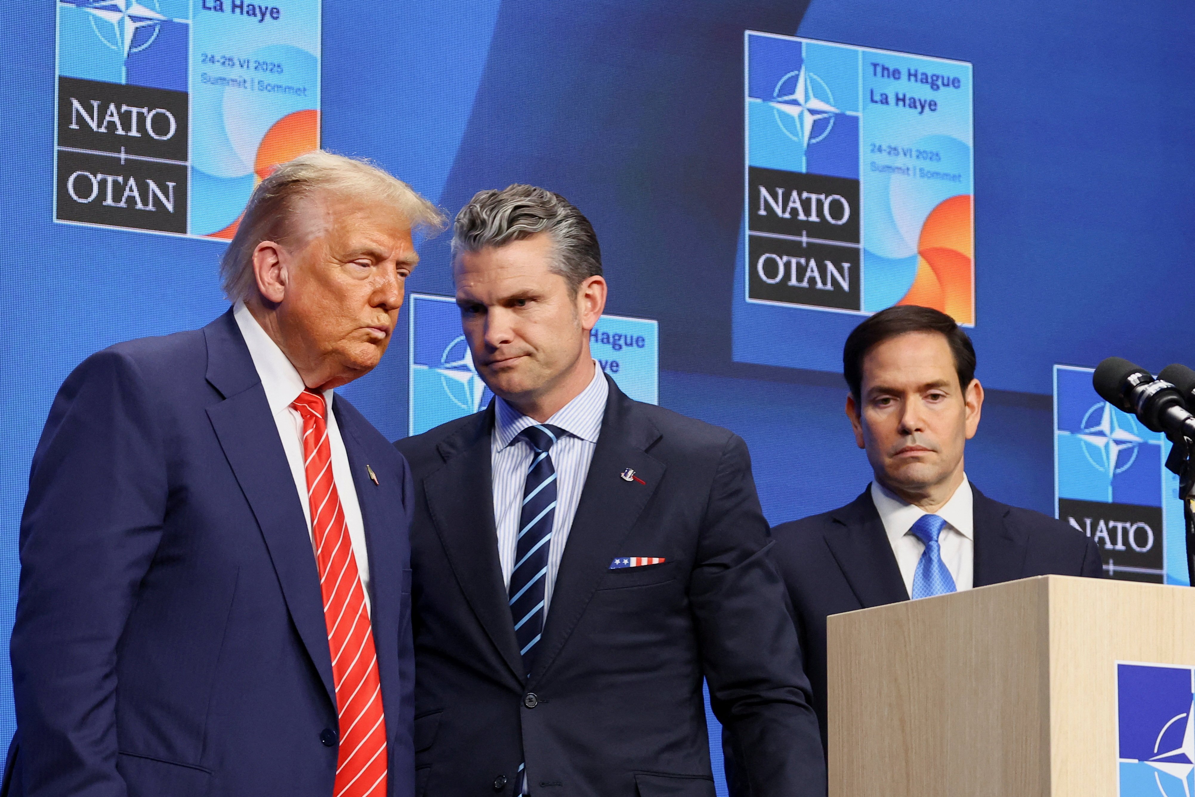 US President Donald Trump, backed by his Secretary of Defence Pete Hegseth (centre) and Secretary of State Marco Rubio, has taken a raft of unilateral actions leaving the international order altered. Photo: Reuters