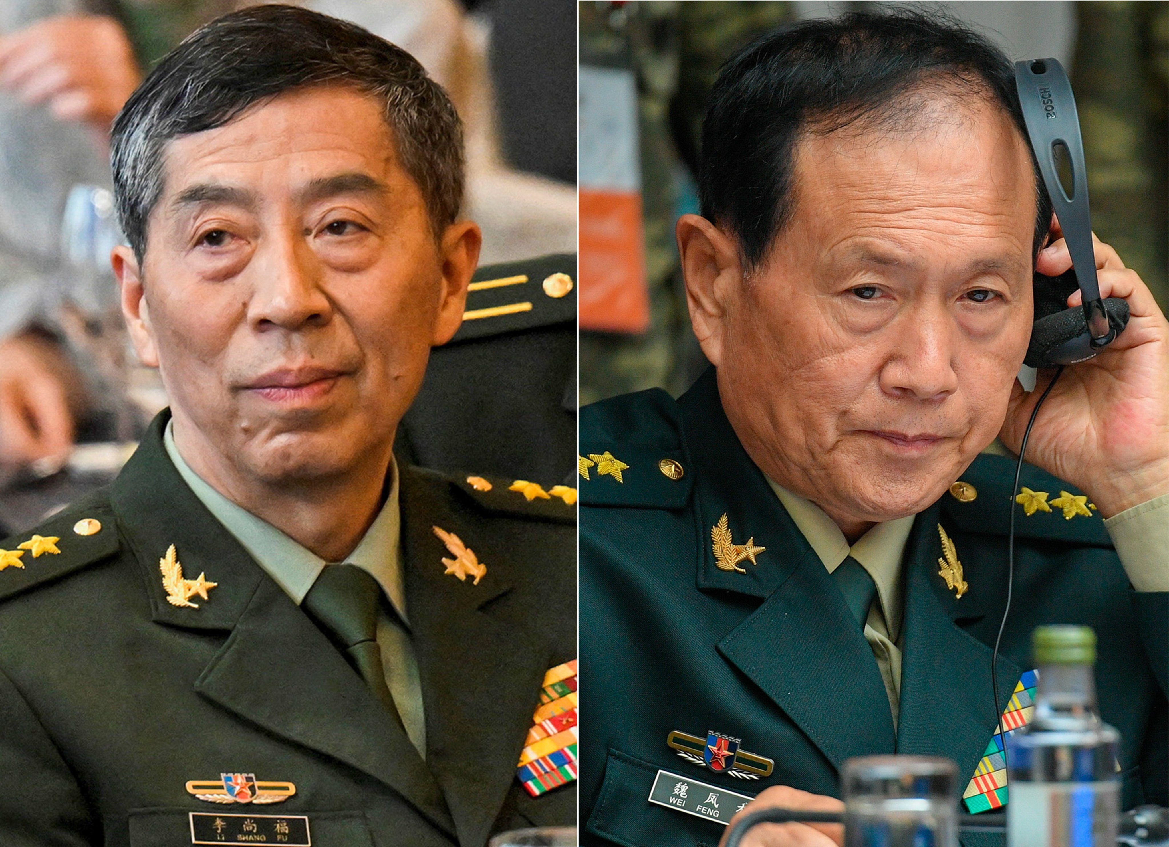 Former Chinese defence ministers Li Shangfu (left) and Wei Fenghe were sentenced over corruption charges on Thursday. Photo composite: AP and Reuters