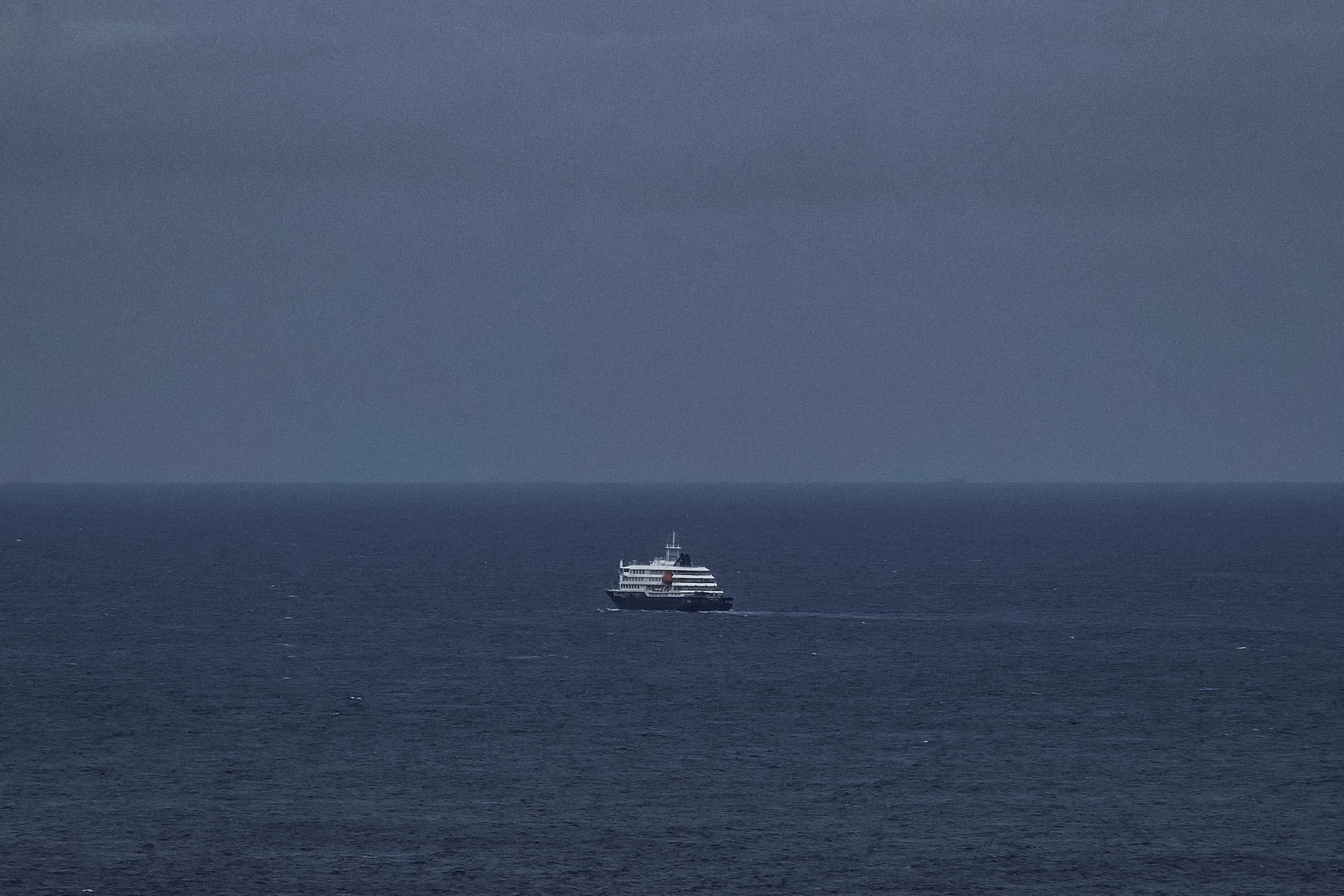 The cruise ship MV Hondius leaves the port of Praia, the capital of Cape Verde, on Wednesday. Photo: AFP