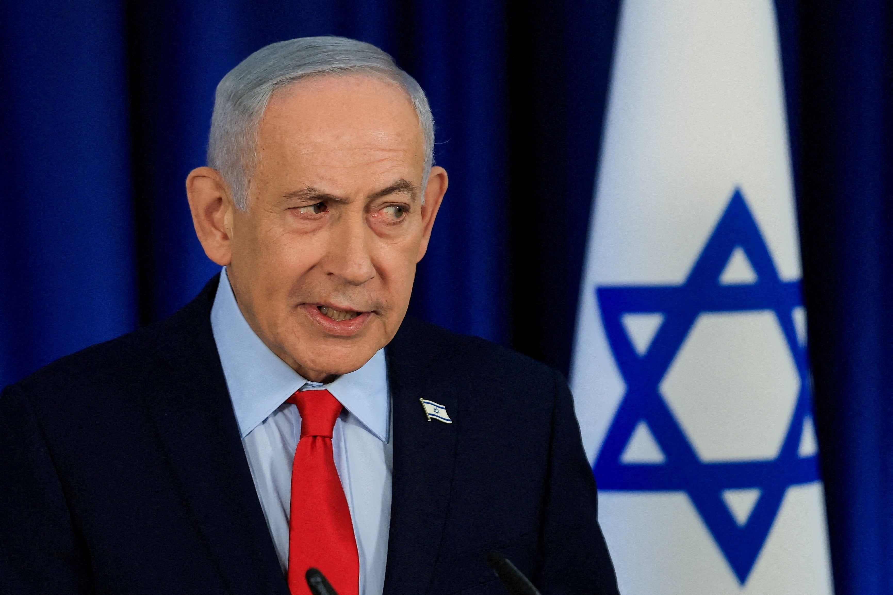 Israeli Prime Minister Benjamin Netanyahu speaks in Jerusalem during a press conference amid the US-Israel war on Iran in March. Photo: Reuters