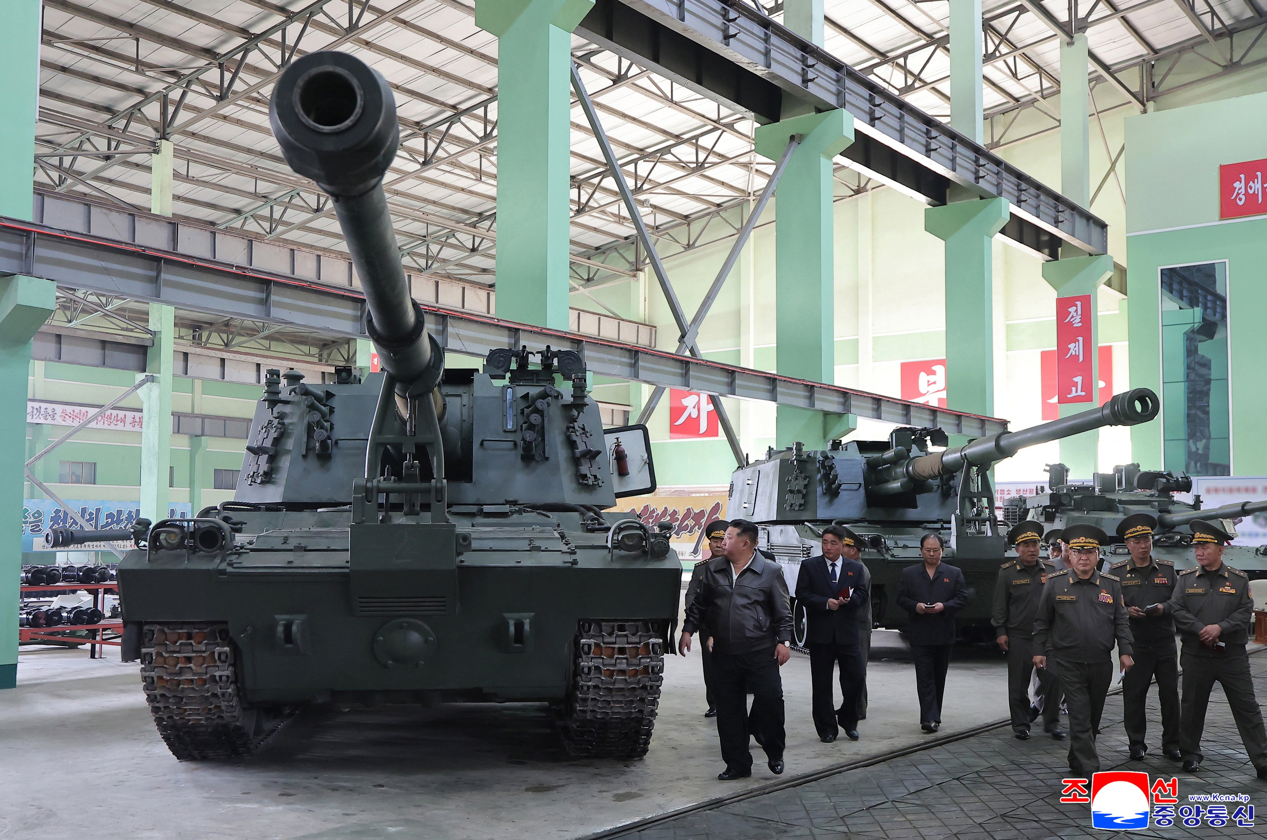 North Korean leader Kim Jong-un inspects a munitions factory on Wednesday. Photo: KCNA/EPA