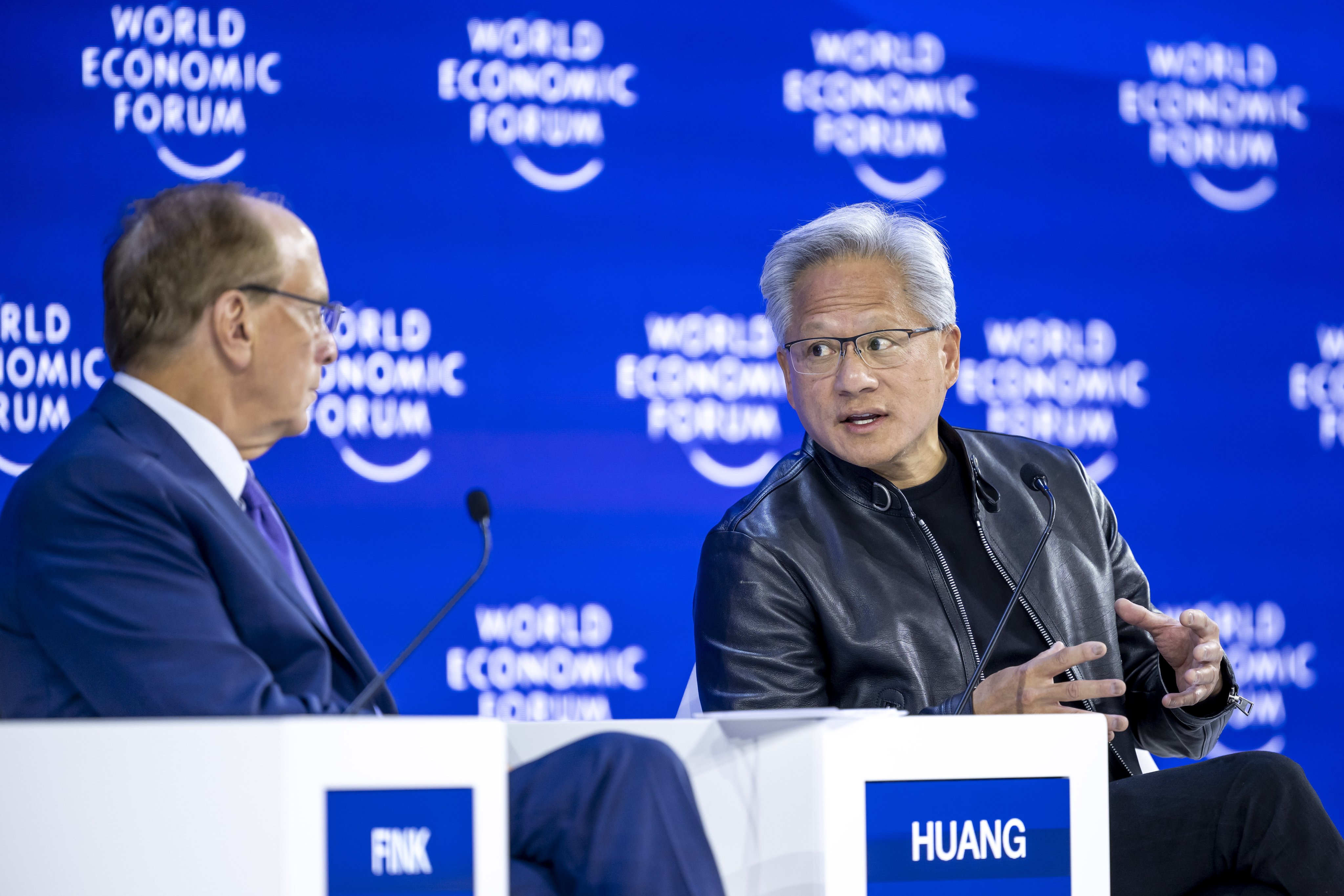 The Trump ⁠administration is reportedly inviting Jensen Huang (right), CEO from ⁠Nvidia, ​to accompany the president on his trip to China next week. Photo: EPA