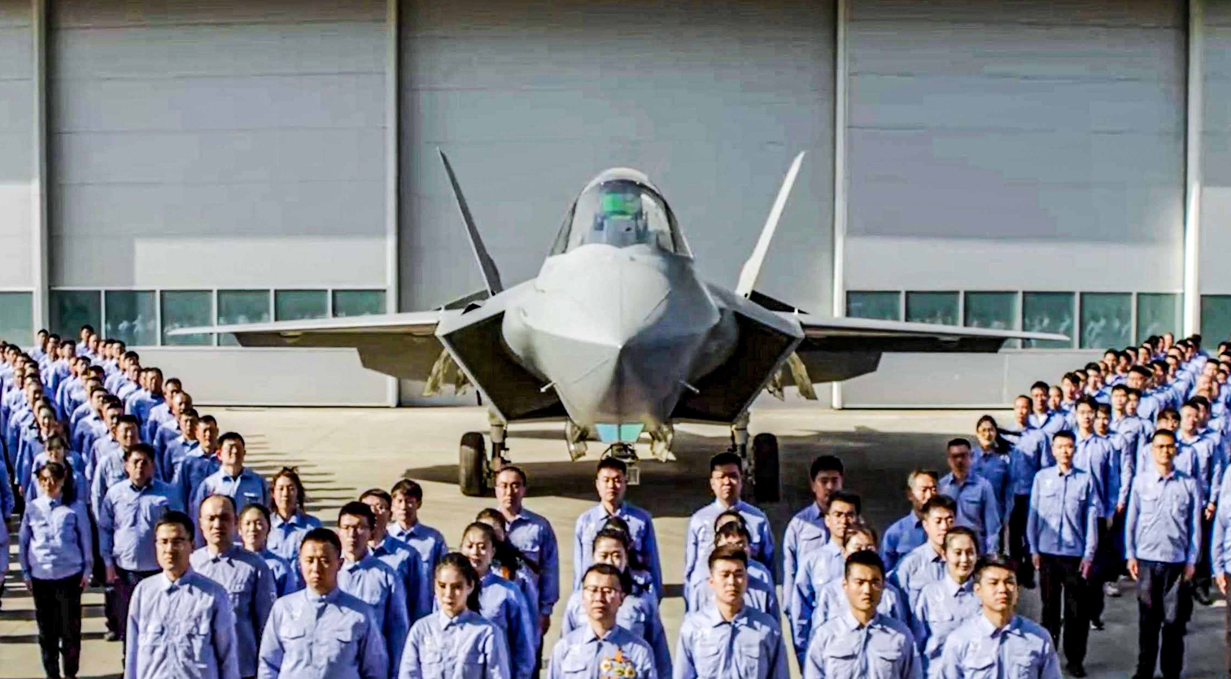 The J-35A fighter jet appears during a CCTV report on Shenyang Aircraft Corporation on May 1. Photo: CCTV
