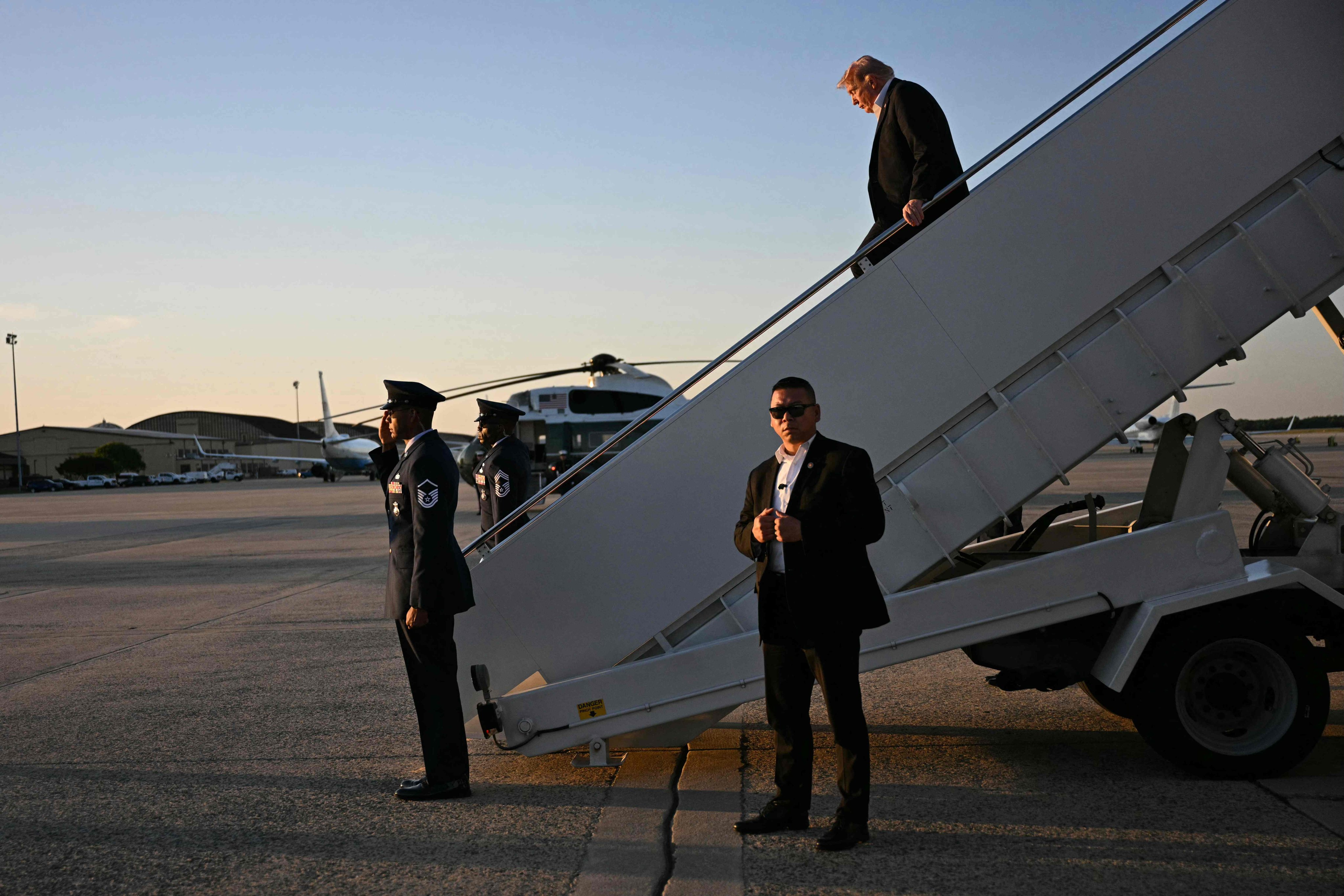 US President Donald Trump steps off Air Force One upon arrival at Joint Base Andrews in Maryland on May 3. Photo: AFP