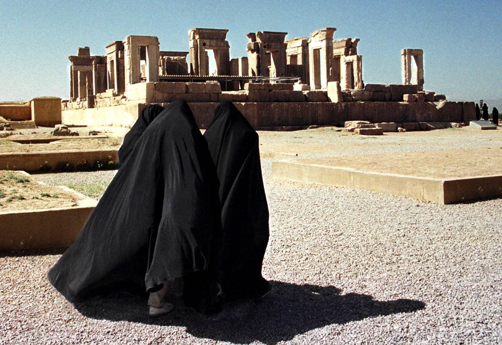 Iranian women visit the ruins of Persepolis, ceremonial capital of the ancient Achaemenid empire of Persia, near Shiraz in Iran. Photo: AFP