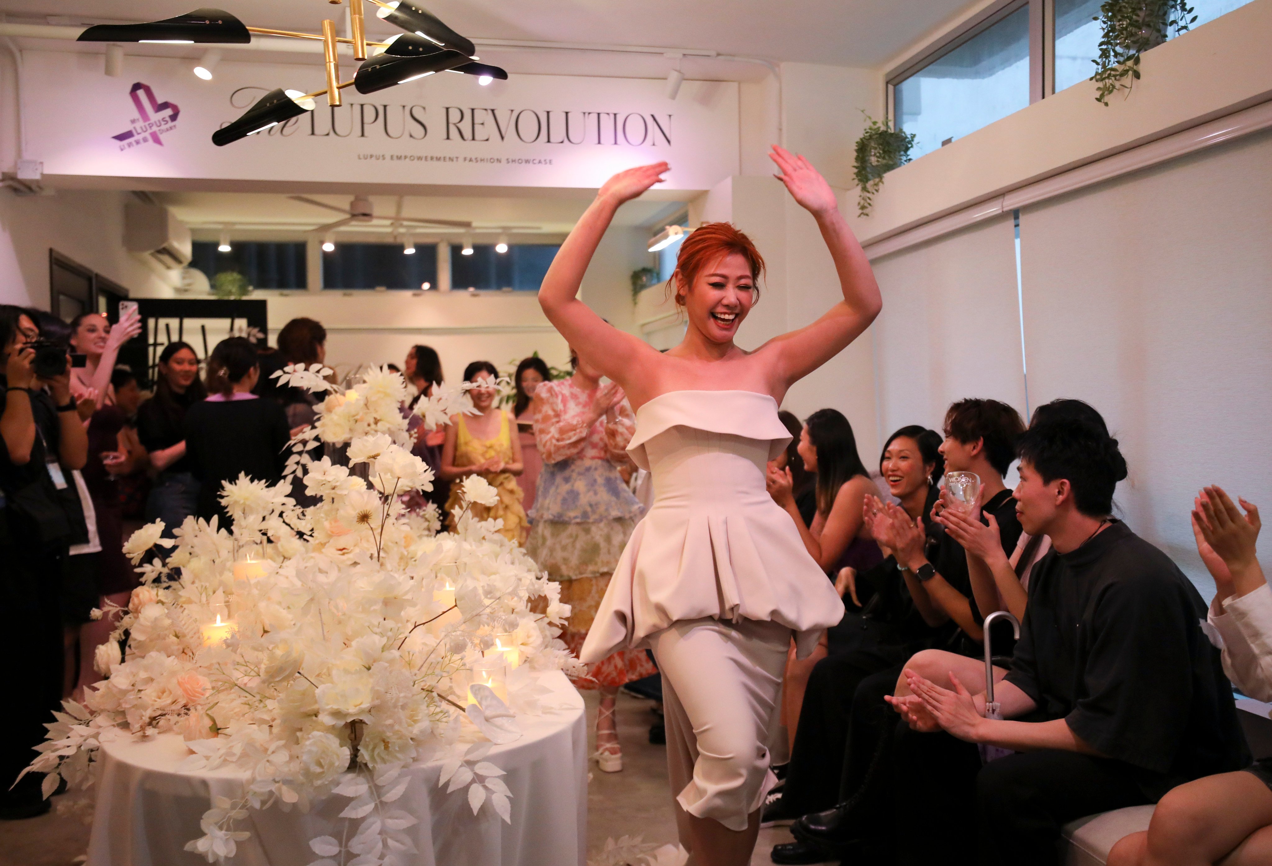 Sapphire Shen (front), a lupus patient and founder of My Lupus Diary, is pictured at The Lupus Revolution, an inspiring awareness and fundraising event, in May 2024. This weekend, Shen will hold The Lupus Revolution Vol. 2 in Hong Kong’s Central neighbourhood. Photo: Xiaomei Chen