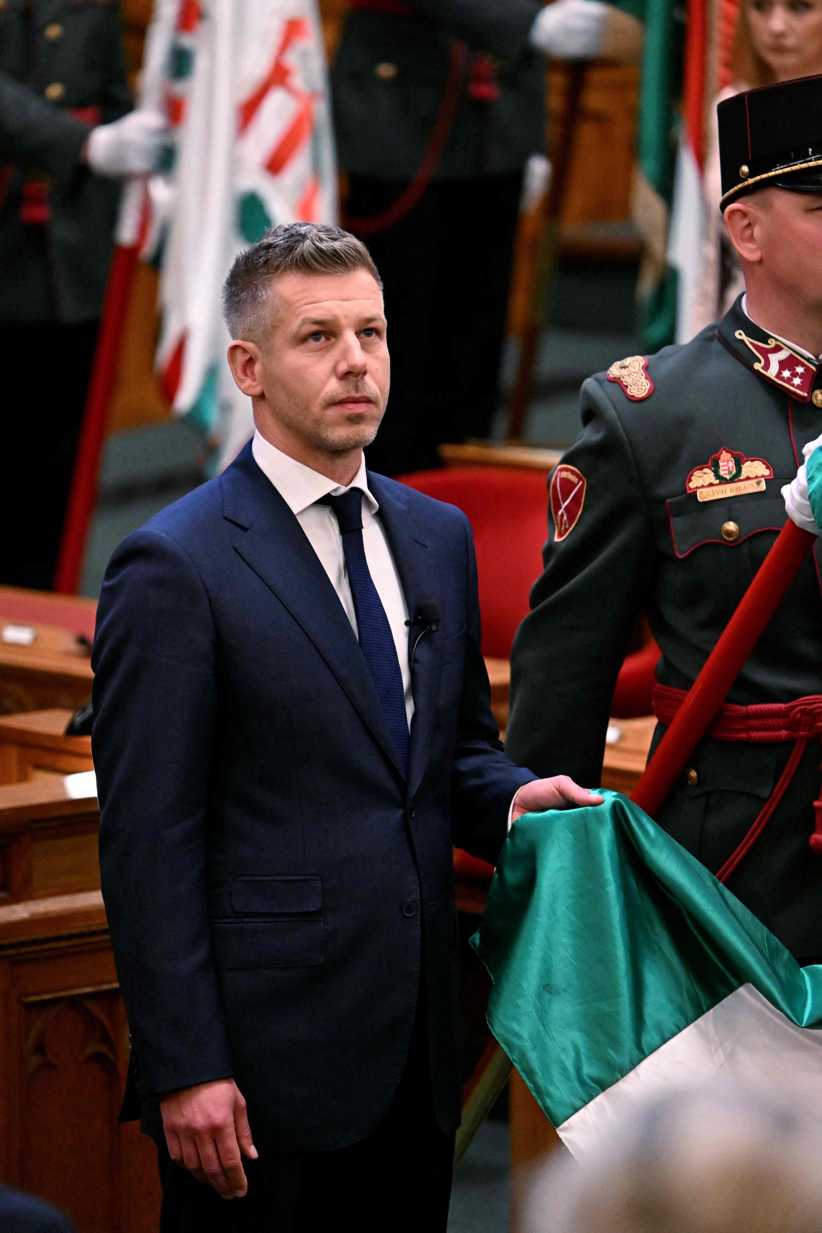 Hungary’s Peter Magyar is sworn in as the new prime minister at parliament in Budapest on Saturday. Photo: AFP
