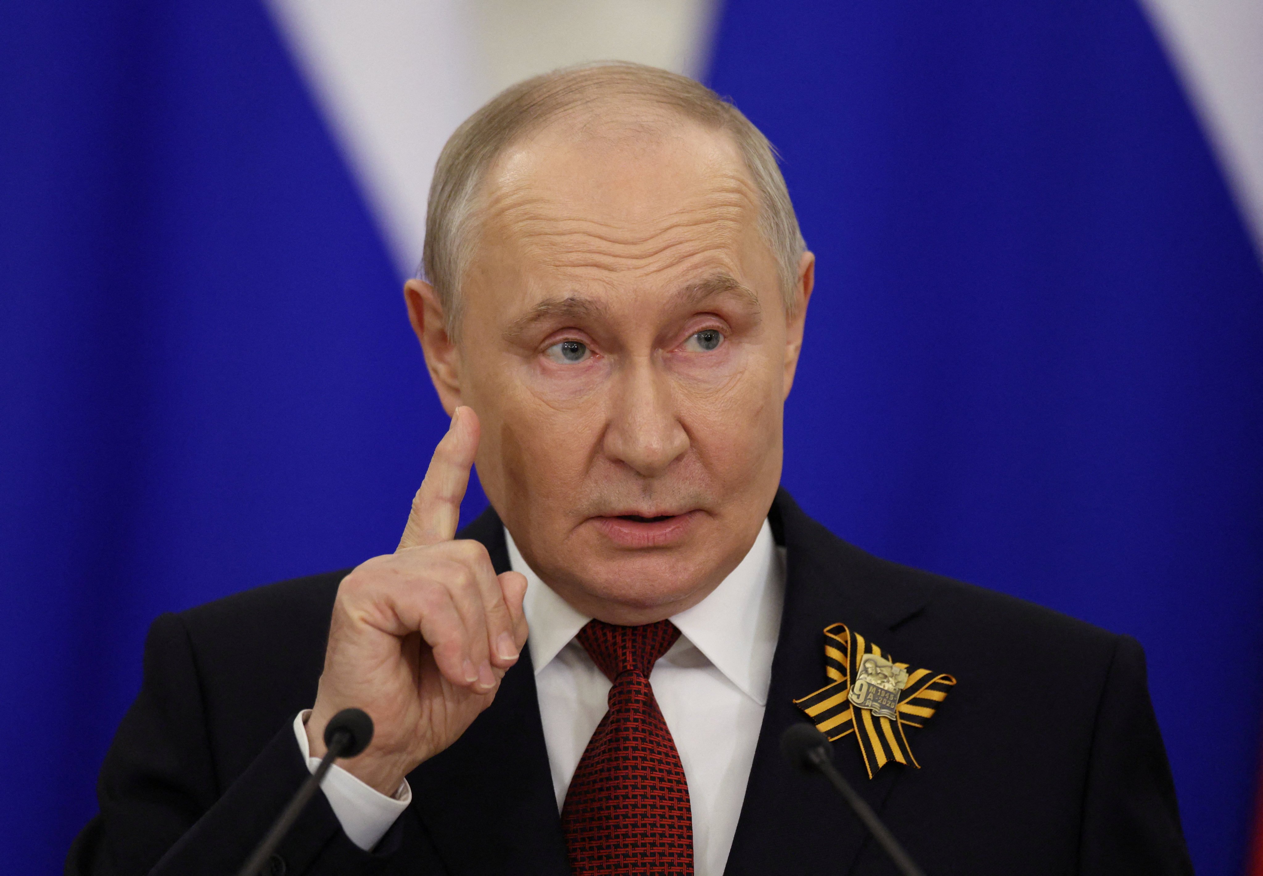 Russian President Vladimir Putin speaks during a press conference in Moscow on Saturday. Photo: Reuters