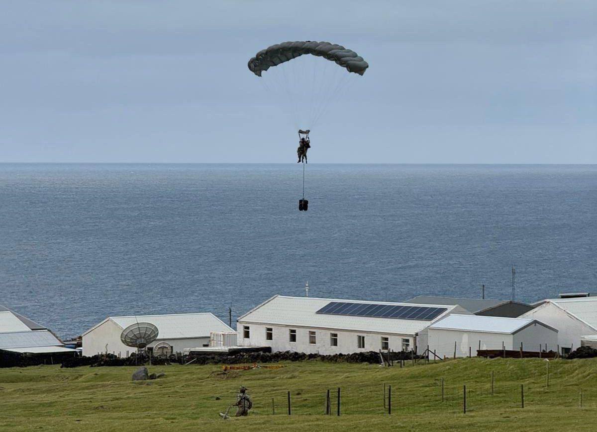 Parachuting onto Tristan da Cunha. Photo: UK MOD via dpa