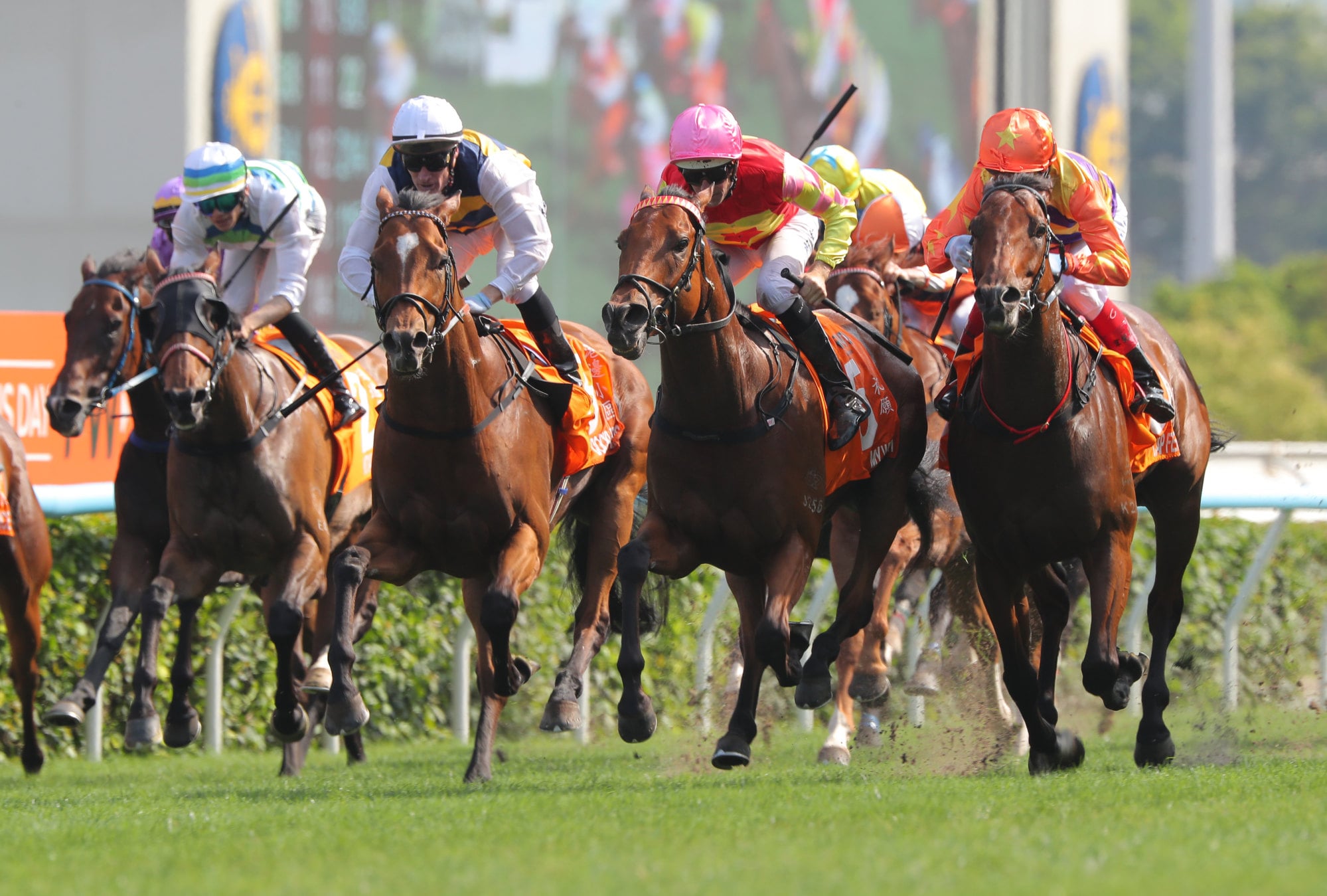Cap Ferrat (outside) finishes second to My Wish in the Champions Mile.