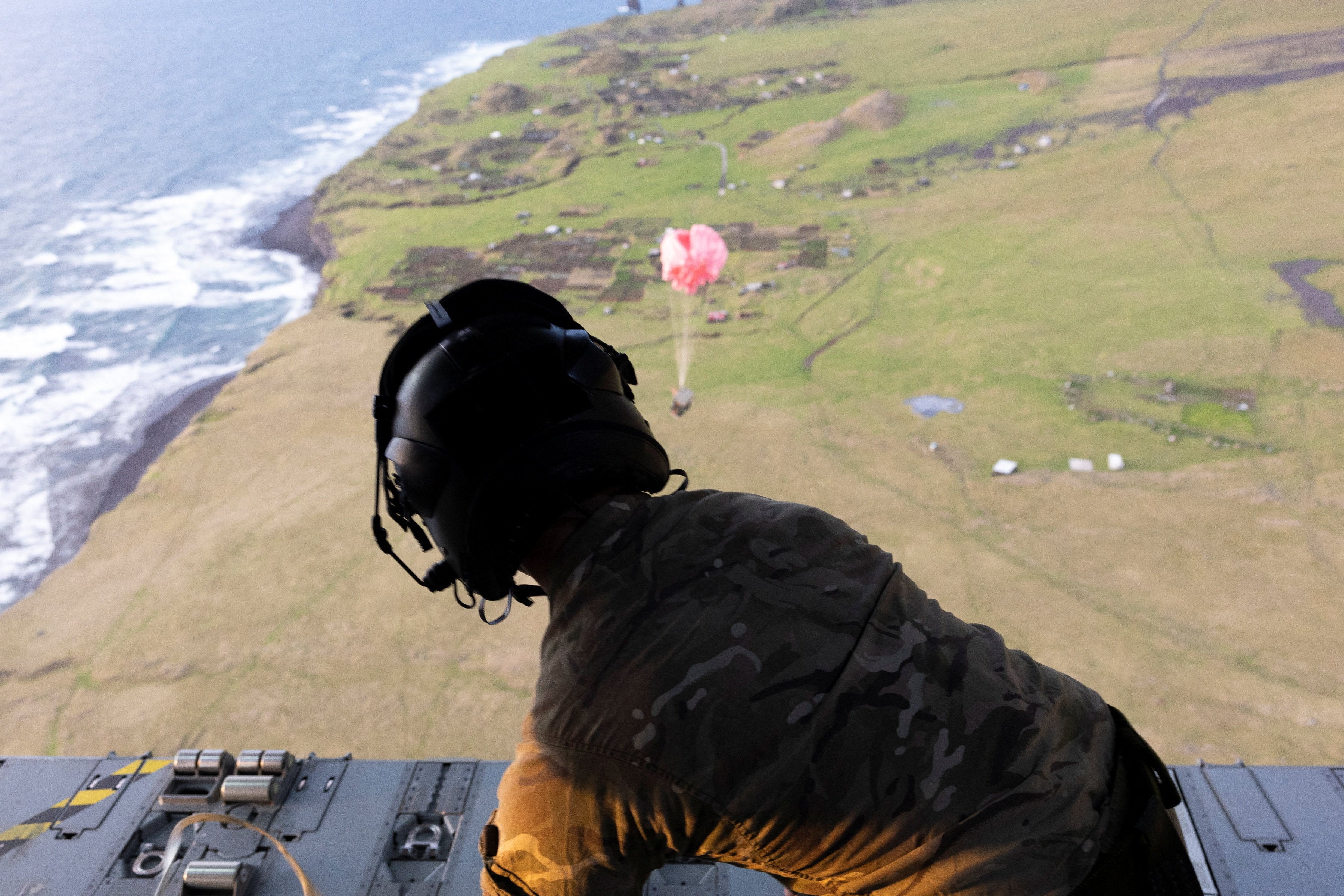 Medical supplies on the way to the drop zone. Photo: UK MOD via Reuters