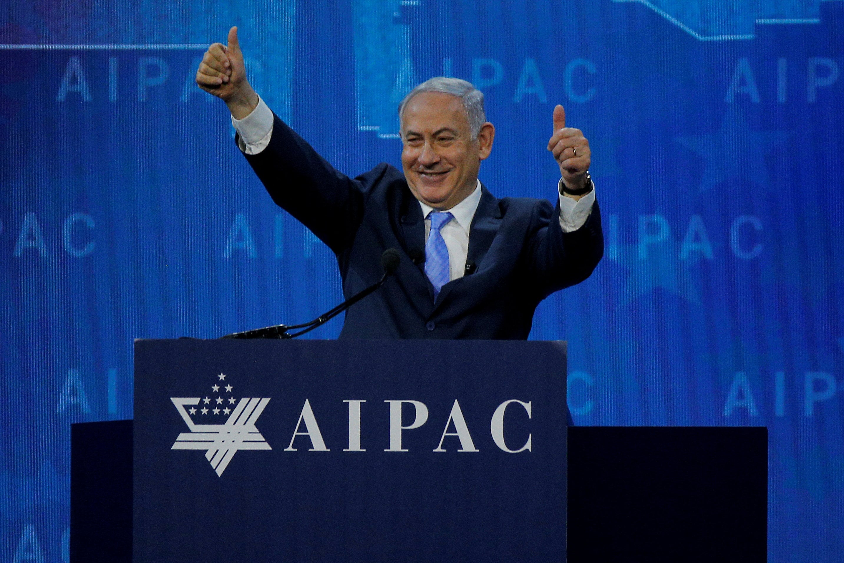 Israeli Prime Minister Benjamin Netanyahu speaks at the AIPAC policy conference in Washington in March 2018. Photo: Reuters