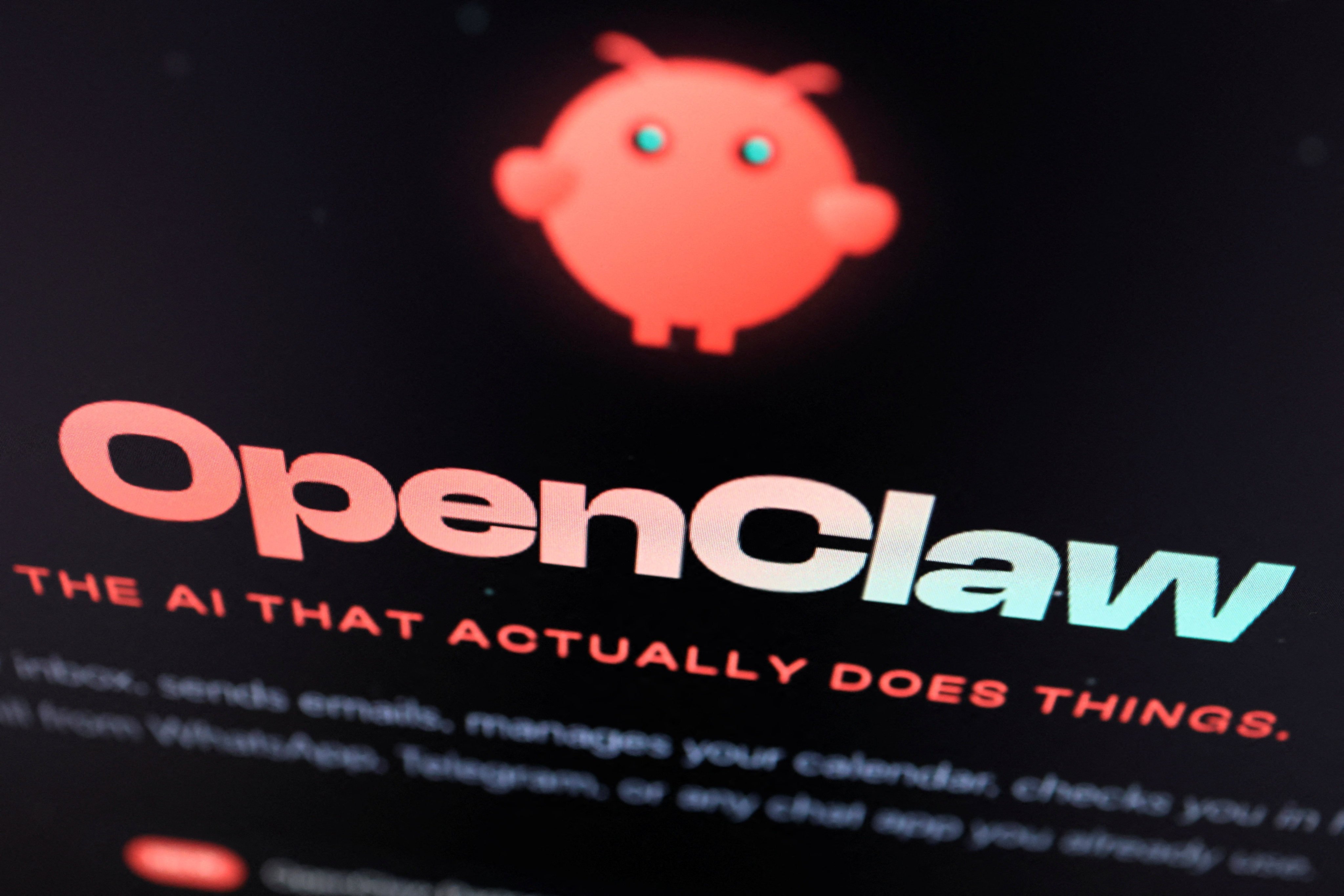 The logo of OpenClaw, an open-source AI assistant. Photo: Reuters