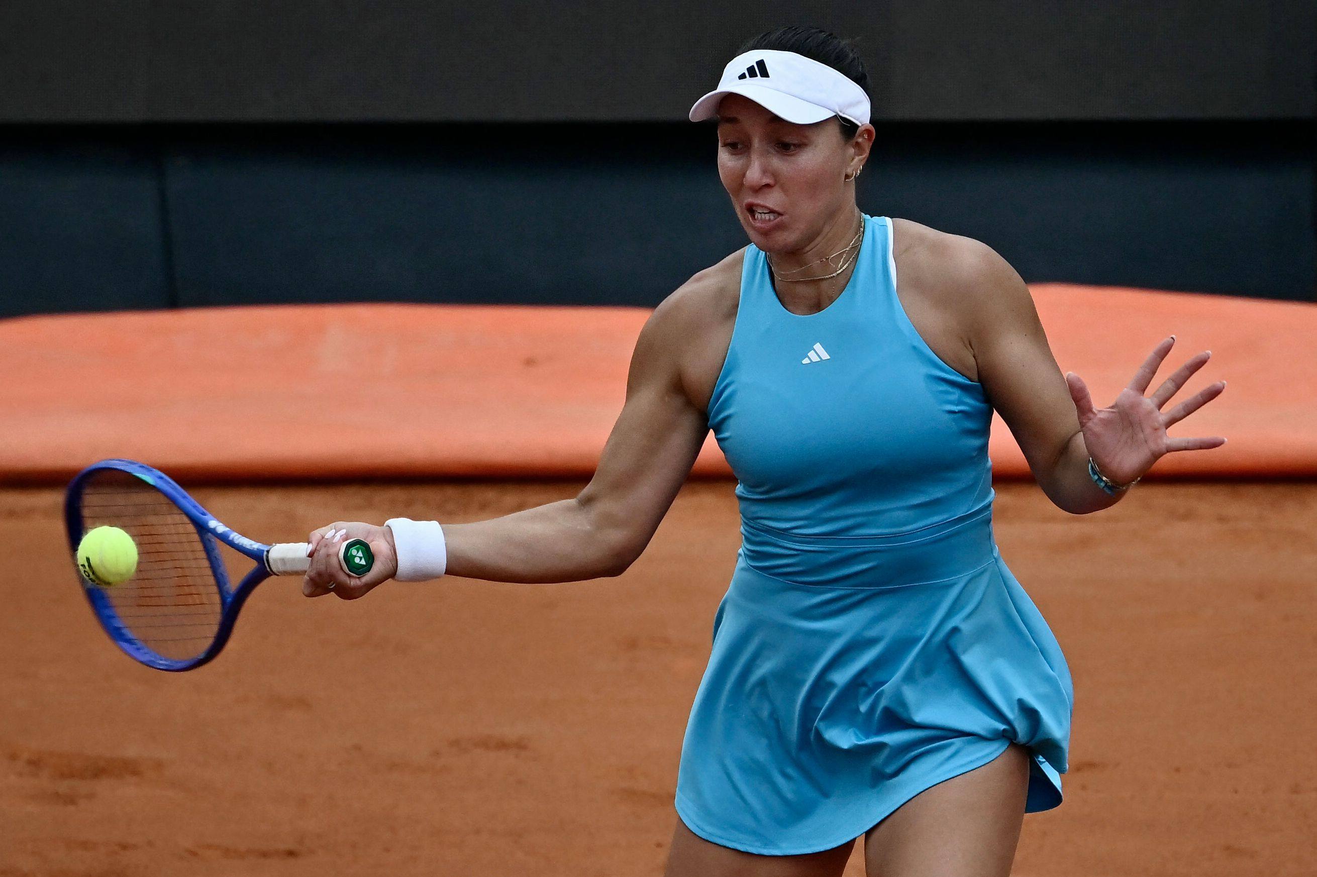 Jessica Pegula has been preparing for the French Open at the clay-court Italian Open, where she will play either  Iga Swiatek or Naomi Osaka. in the quarter-finals. Photo: AFP