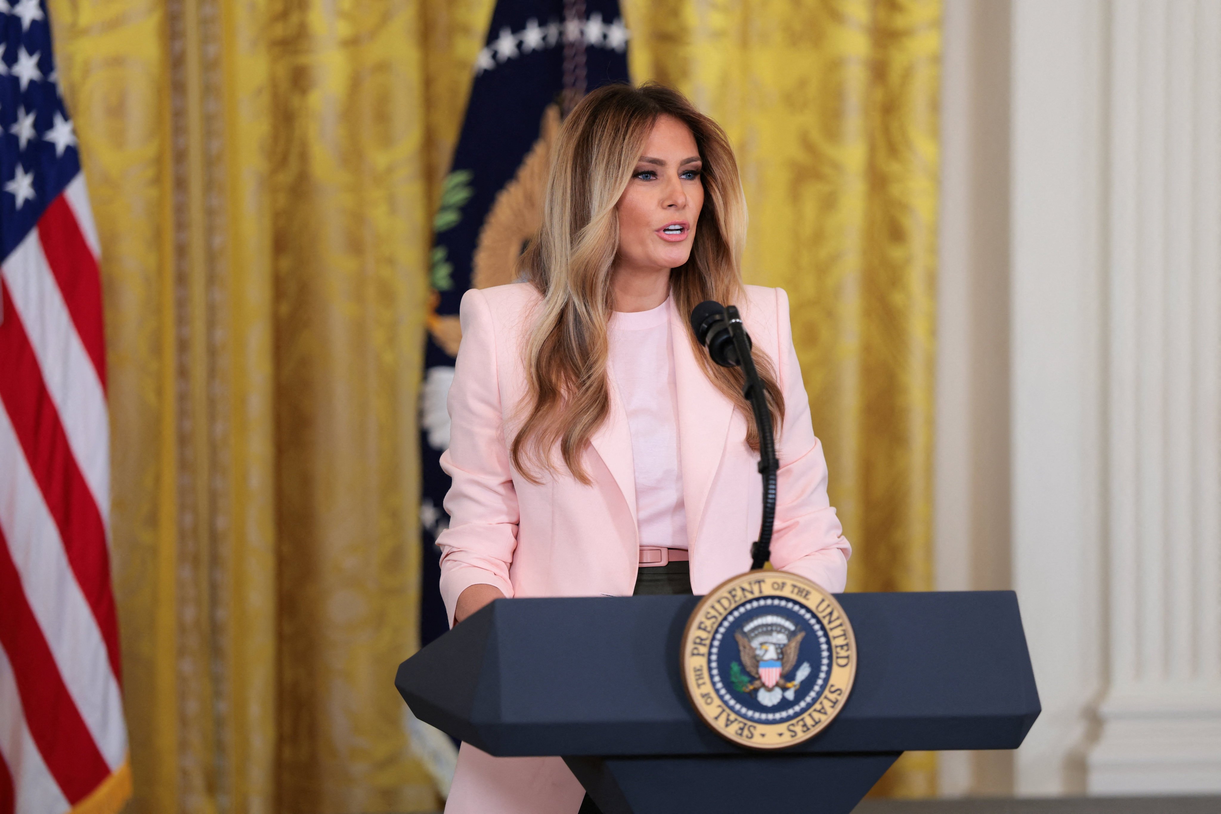 Melania Trump speaks during an event last week at the White House. Photo: Reuters