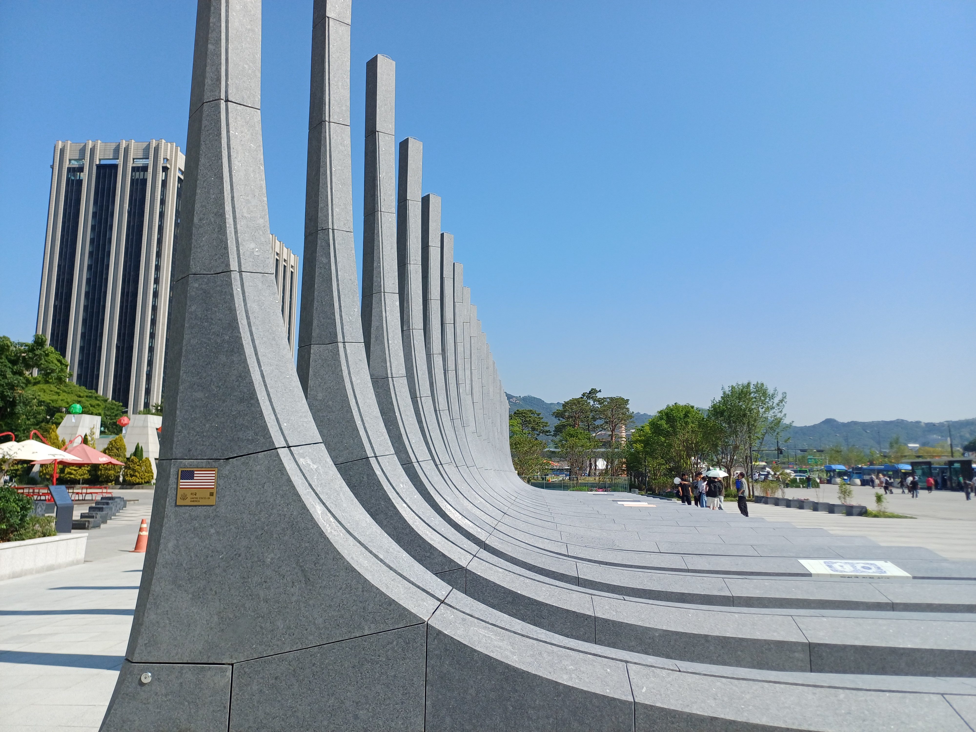 A row of 23 stone monuments in central Seoul representing South Korea and 22 other countries that fought alongside one another during the 1950-53 Korean war. Photo: Park Chan-kyong